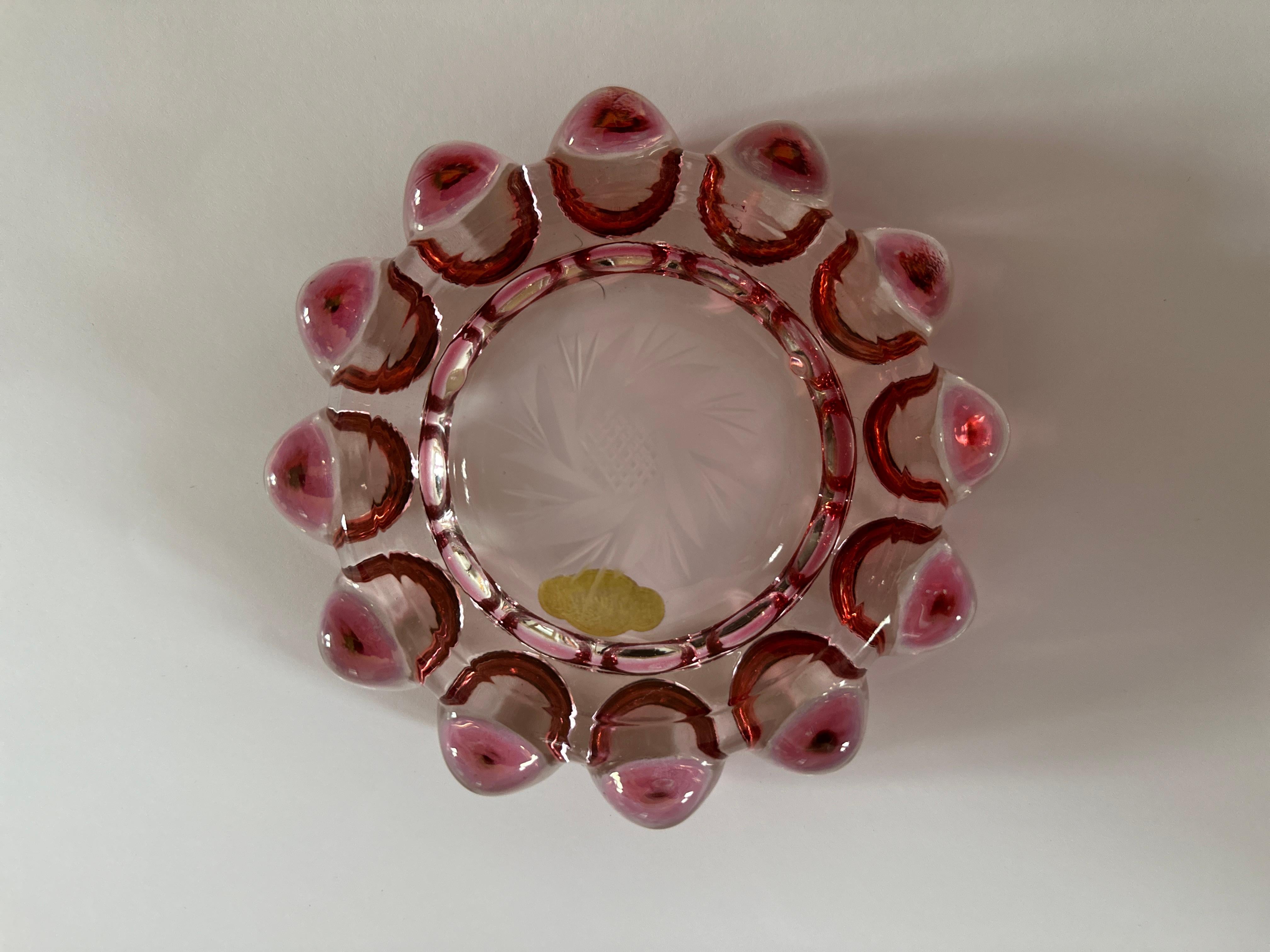 German Midcentury Pink Glass Bowl, 1970s For Sale