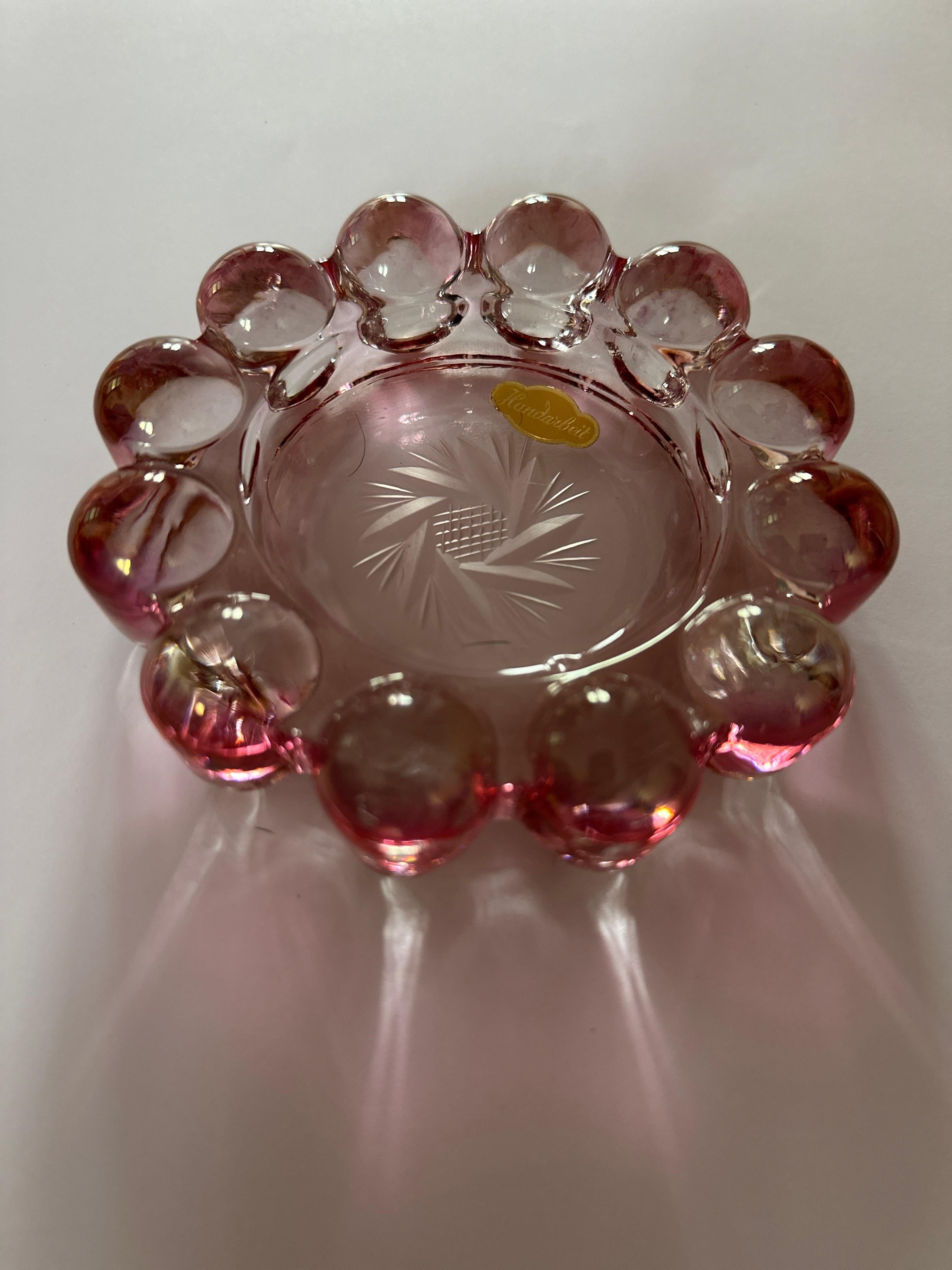 Hand-Crafted Midcentury Pink Glass Bowl, 1970s For Sale
