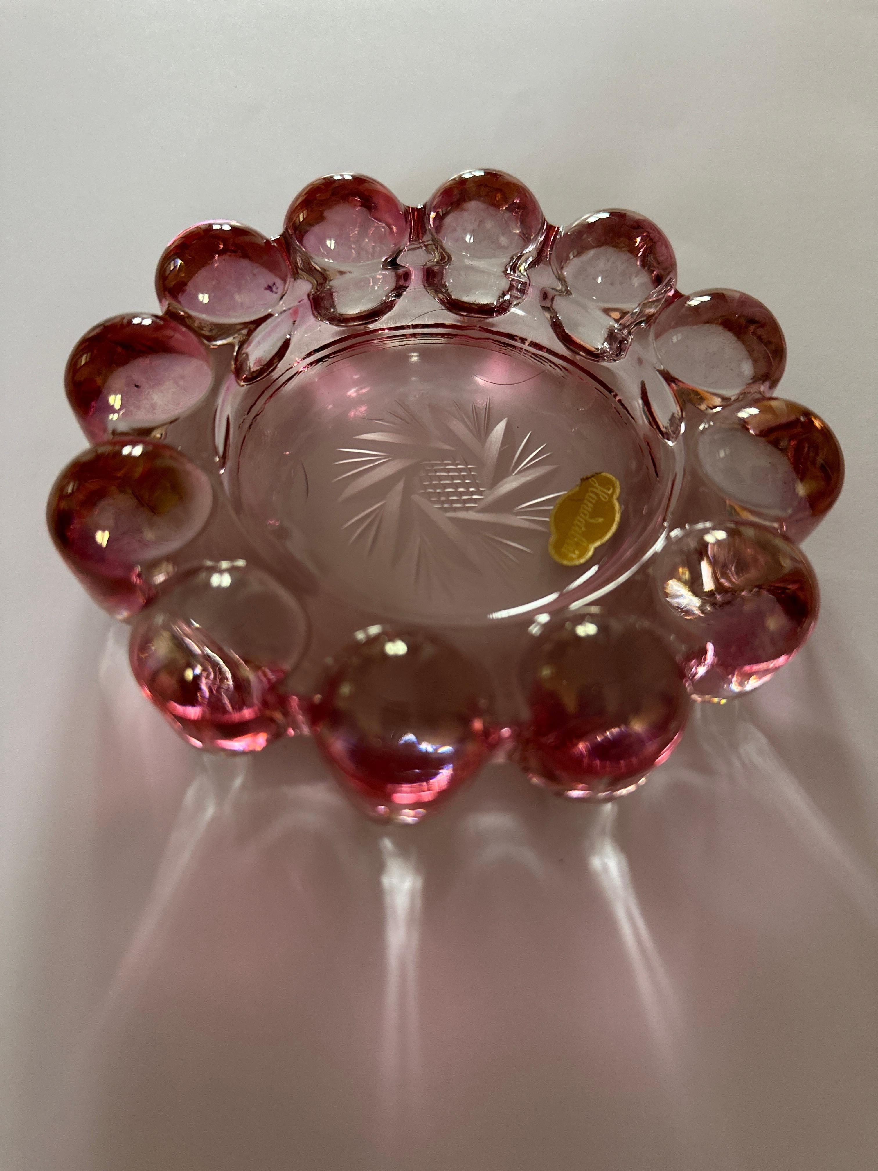 Midcentury Pink Glass Bowl, 1970s In Good Condition For Sale In WARSZAWA, 14
