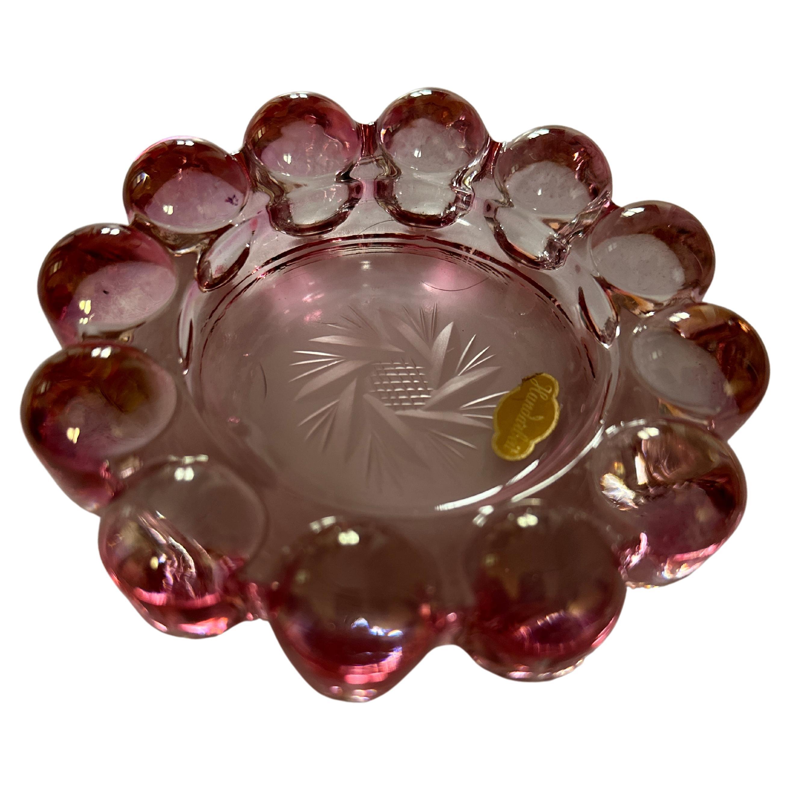 Midcentury Pink Glass Bowl, 1970s For Sale
