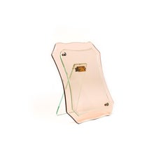 Midcentury Pink Glass Picture Frame Cristal Arte, Italy 1960s