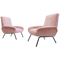 Midcentury Pink Italian Armchairs in the Manner of Marco Zanuso