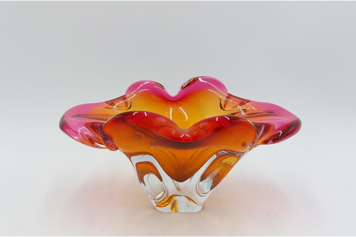 Mid-Century Modern Mid-Century Pink & Orange Decorative Bowl by J. Hospodka for Chribska
