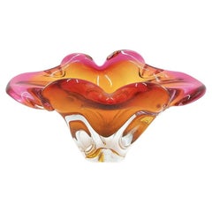 Mid-Century Pink & Orange Decorative Bowl by J. Hospodka for Chribska