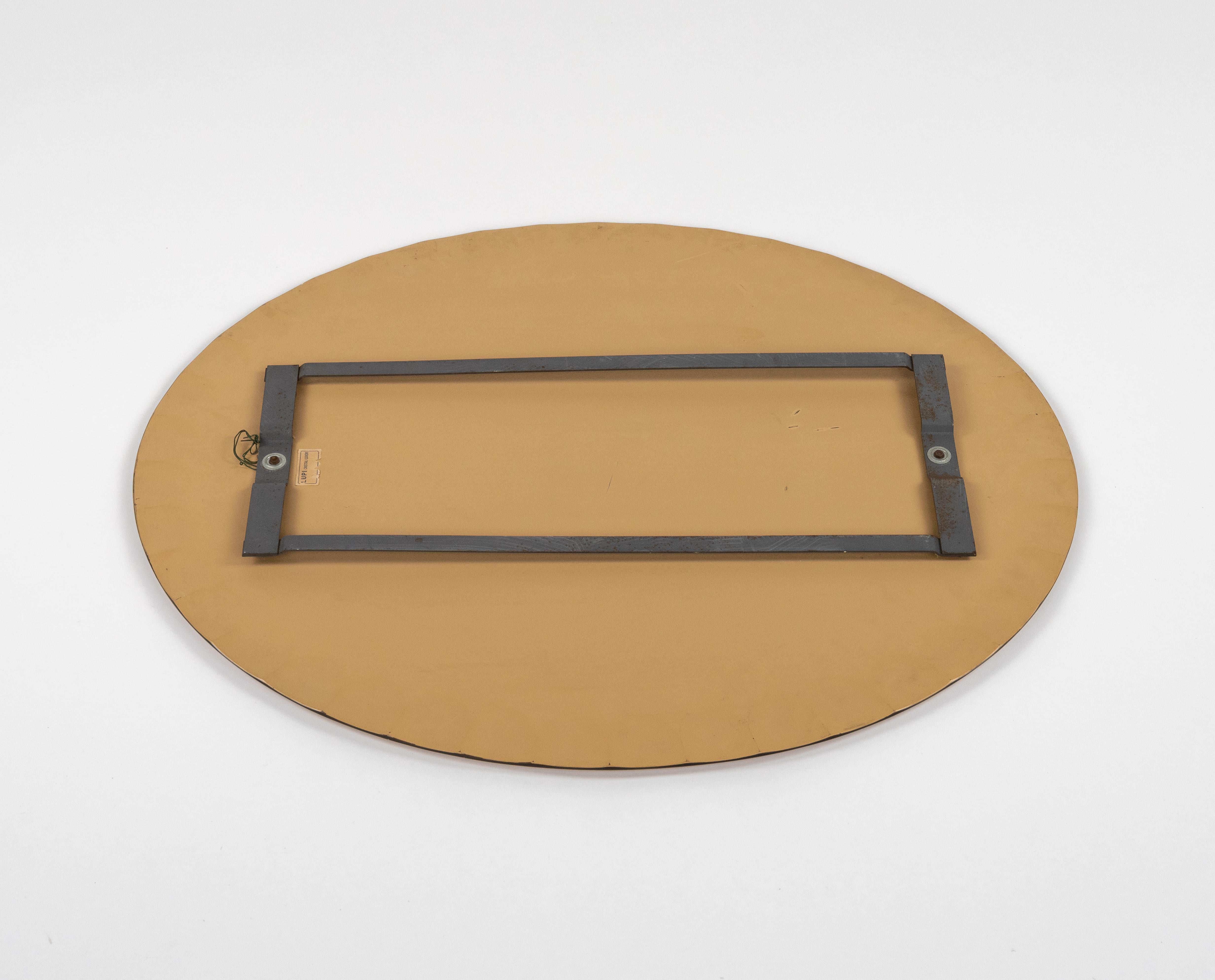 Midcentury Pink Oval Wall Mirror by Antonio Lupi for Cristal Luxor, Italy 1960s For Sale 4