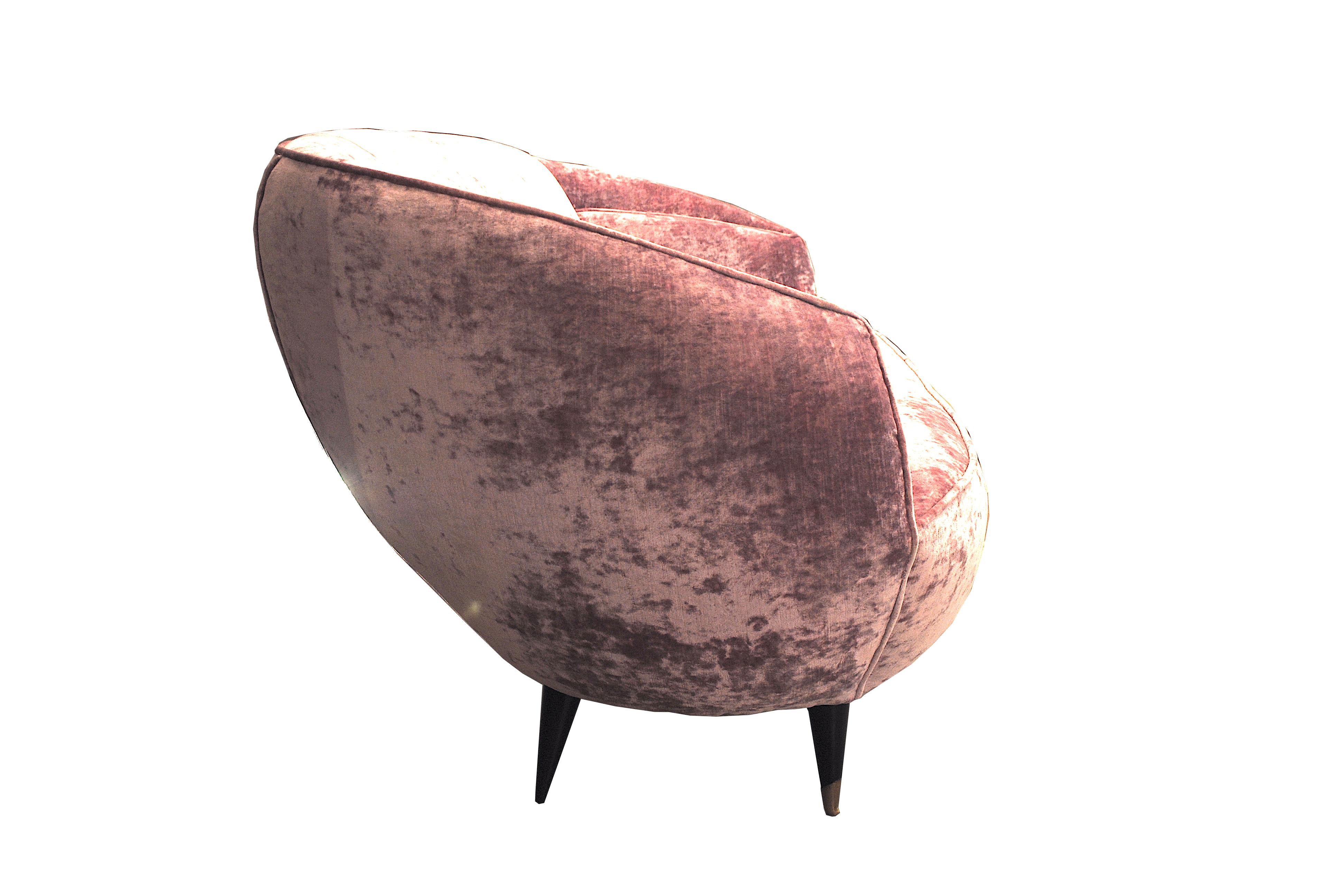 Mid-20th Century Midcentury Pink Velvet Italian Sofa in the Style of Giulia Veronesi, 1950s