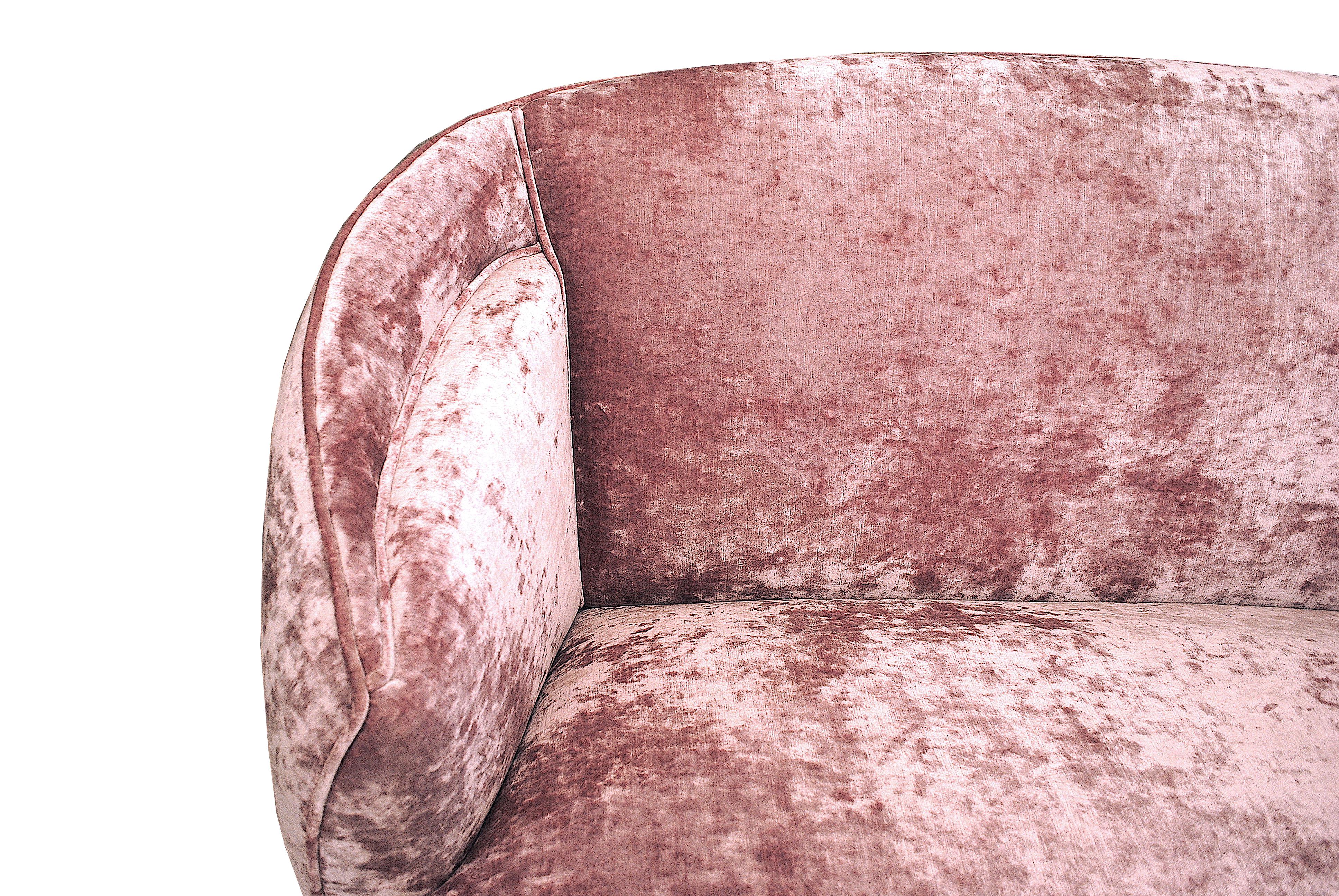 Midcentury Pink Velvet Italian Sofa in the Style of Giulia Veronesi, 1950s 1