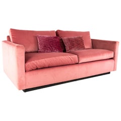 Mid Century Pink Velvet Loveseat