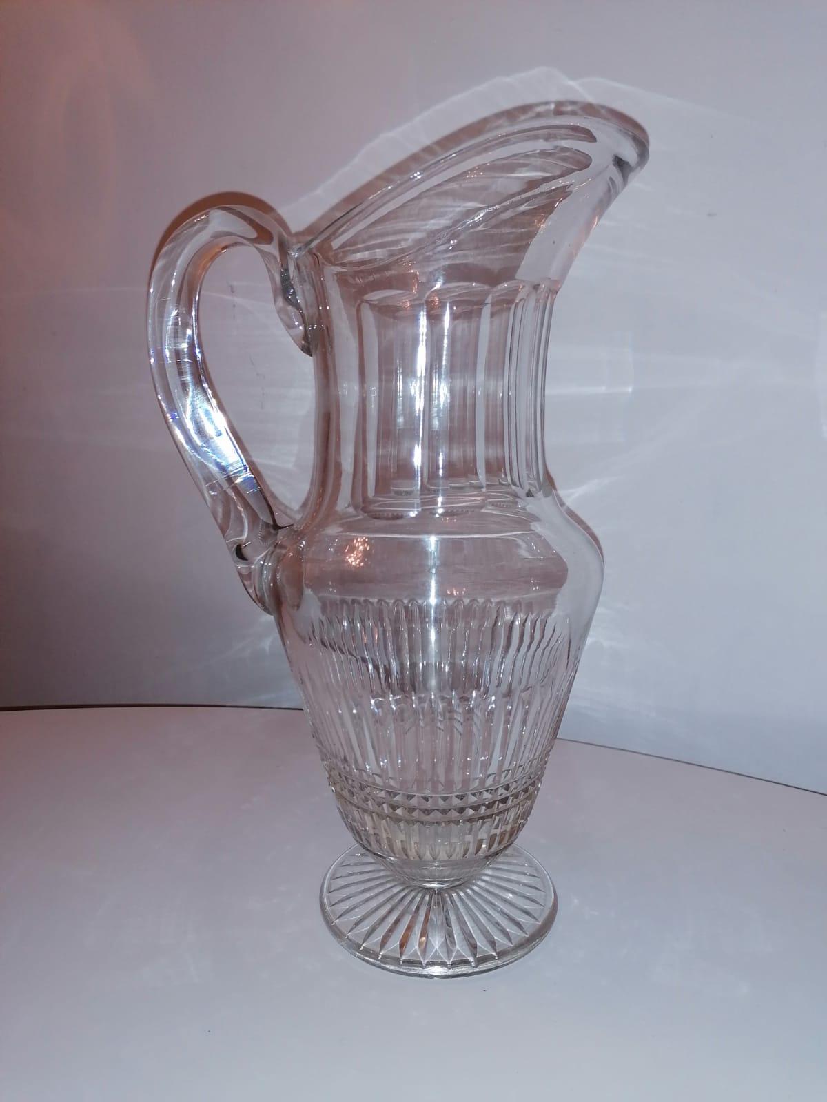 Mid-Century Modern Midcentury Pitcher Jug by St. Louis Crystal France For Sale