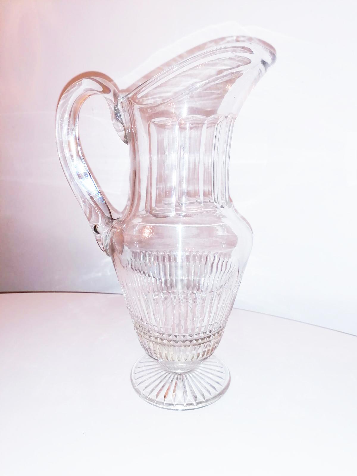 French Midcentury Pitcher Jug by St. Louis Crystal France For Sale