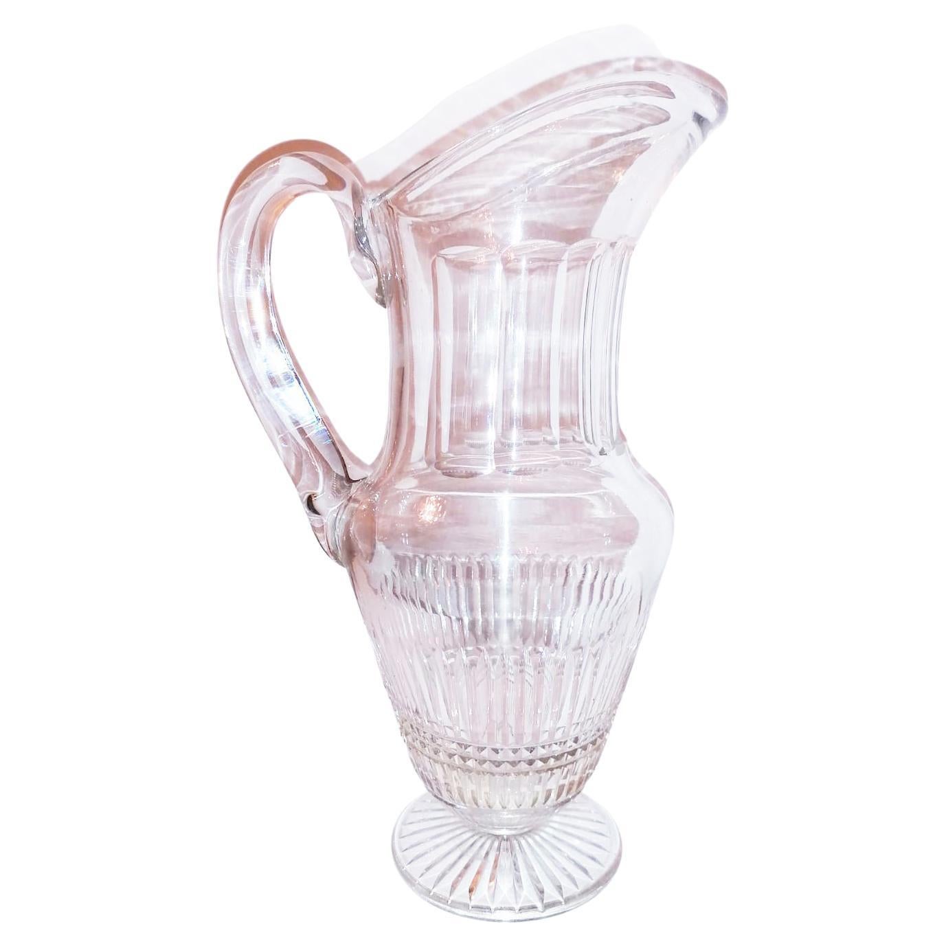 Midcentury Pitcher Jug by St. Louis Crystal France For Sale