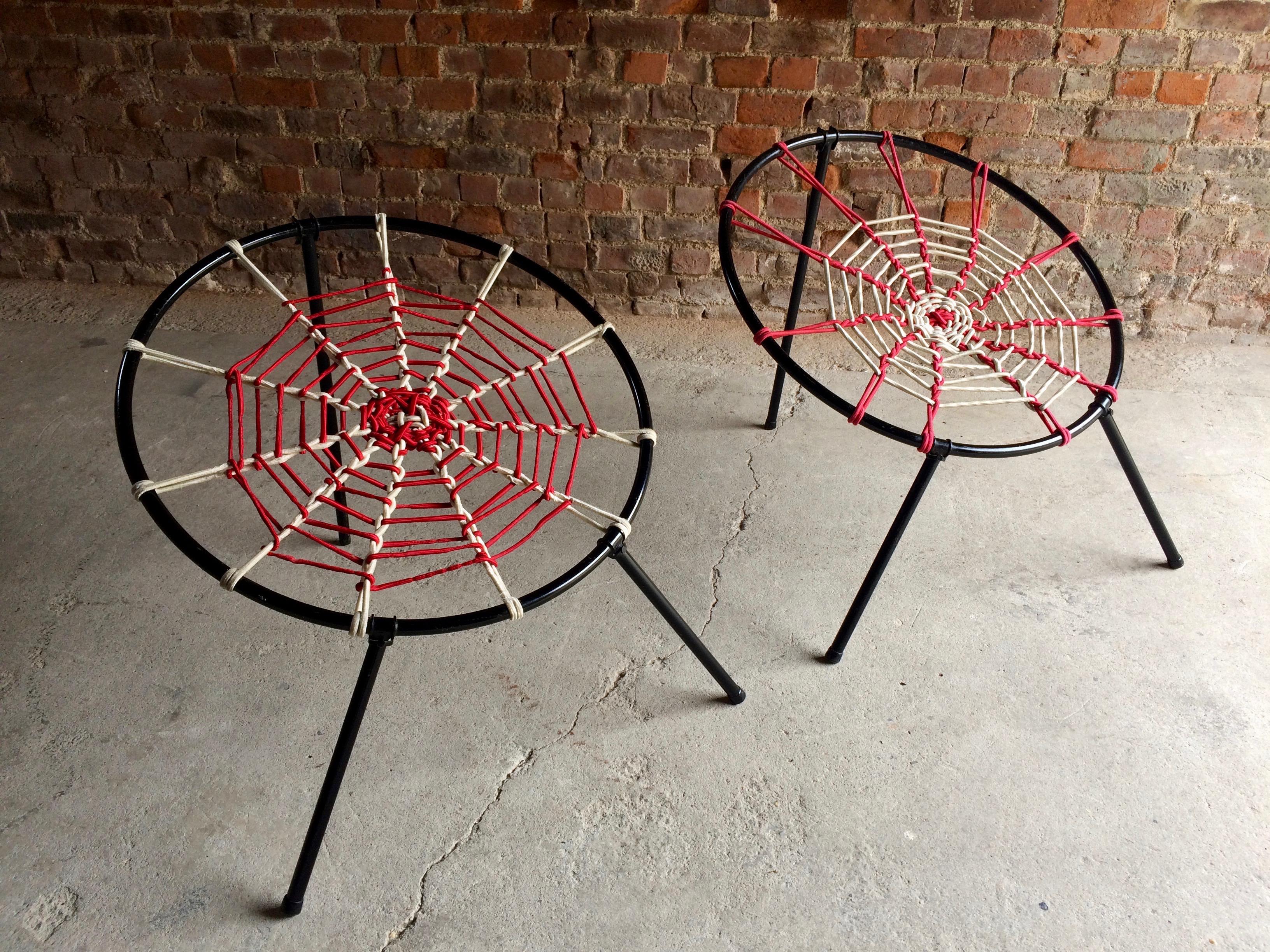 Midcentury Plan O Hoffer Spider Chairs Lounge Patio Chairs French, circa 1958 3