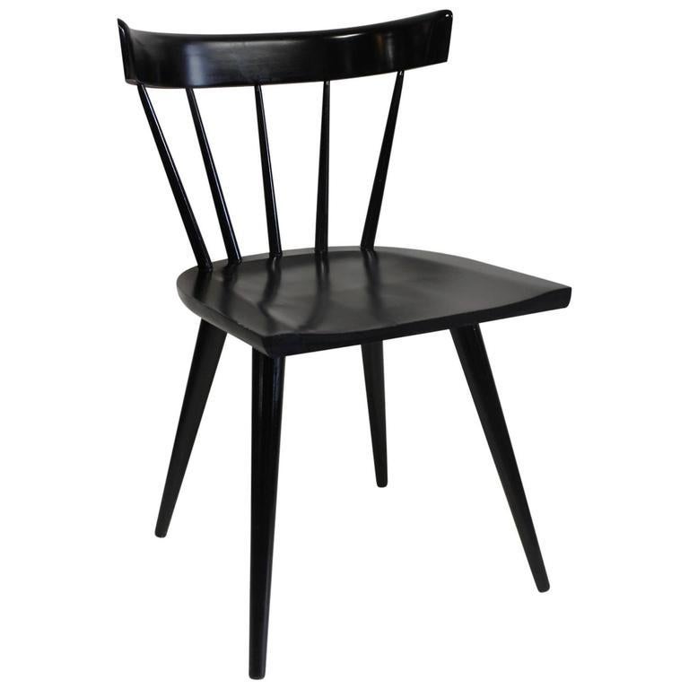 Midcentury planner group spindle back chair by Paul McCobb in black lacquer finish.