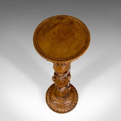 Midcentury Plant Stand, English, Mahogany, Torchère Pedestal, Carved Grape Vine