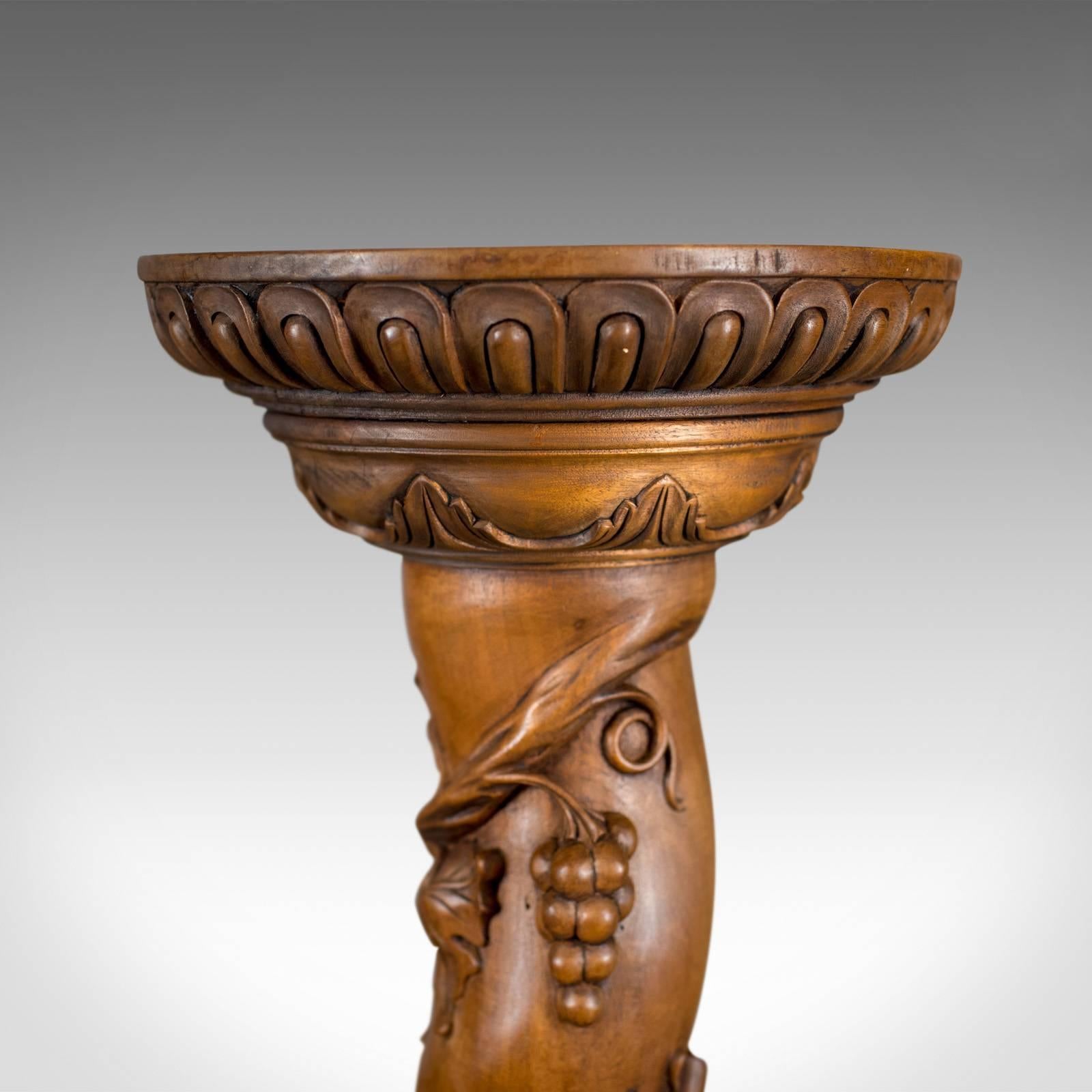 vintage oak plant stand