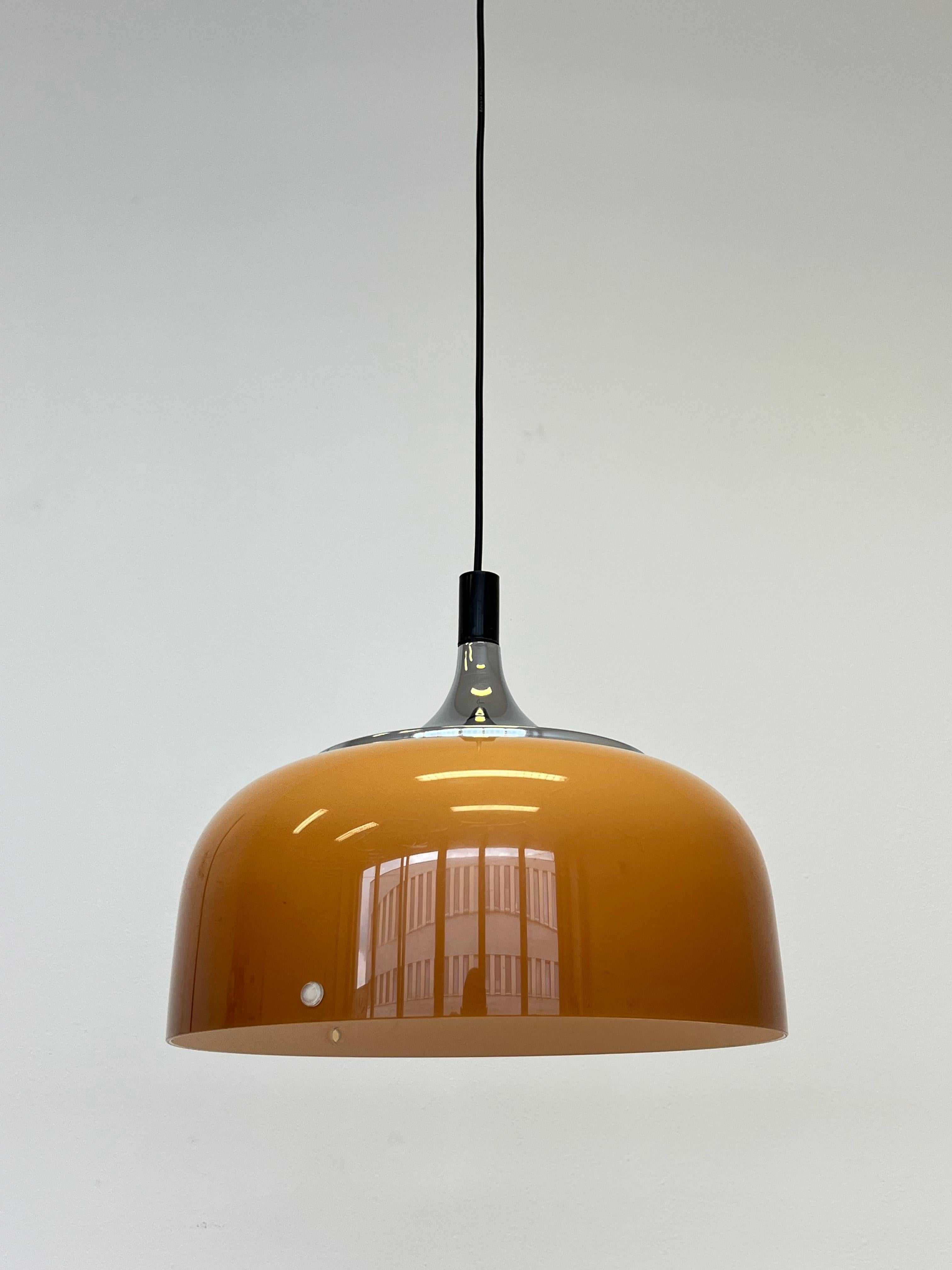 Chrome Midcentury plastic Design Pendant Meblo, Harvey Guzzini, Italy, 1970s For Sale