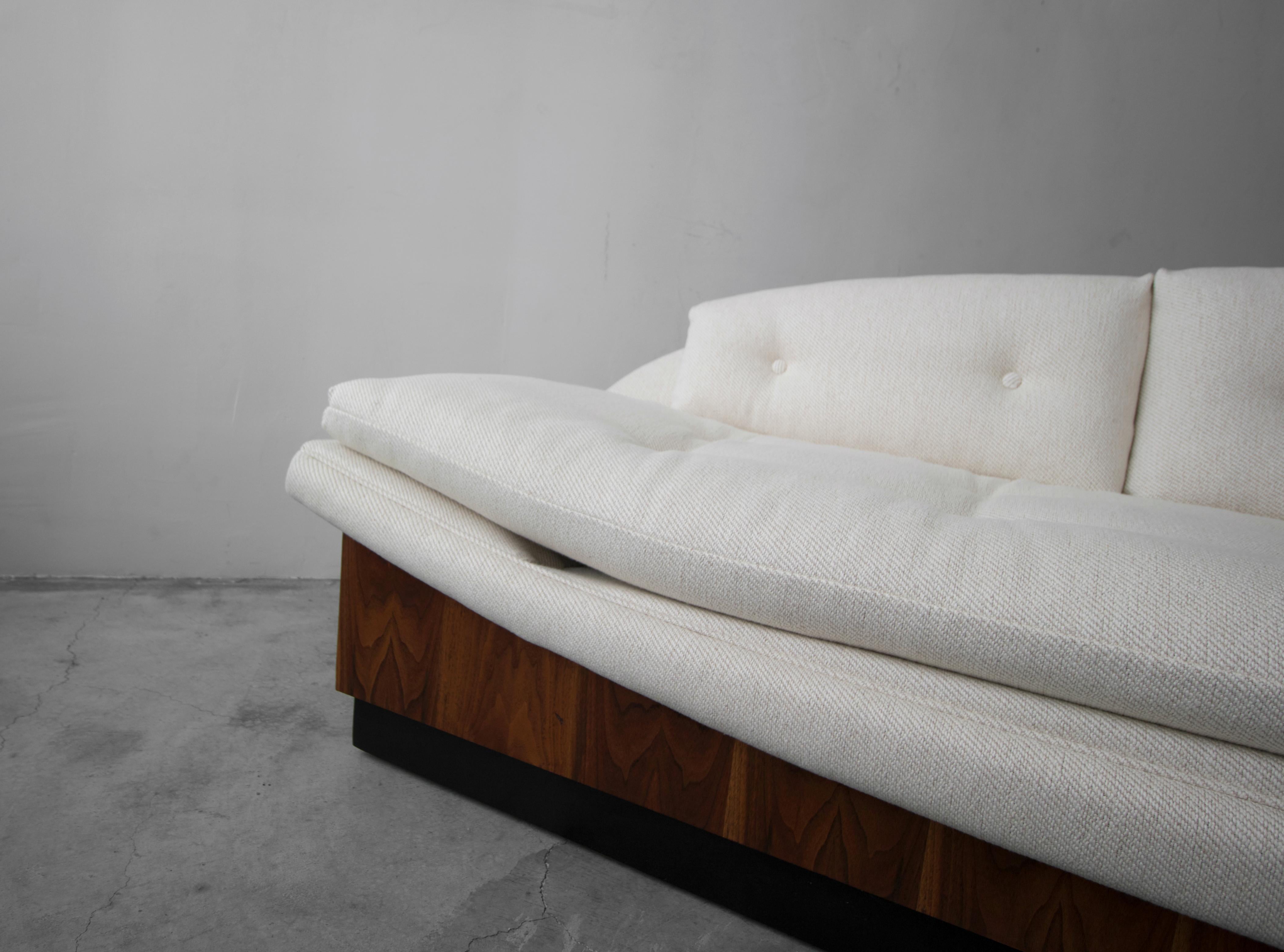 Fabric Midcentury Platform Gondola Sofa by Adrian Pearsall