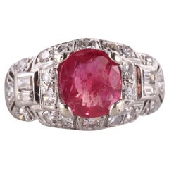 Vintage Midcentury Platinum Ruby Diamond Ring