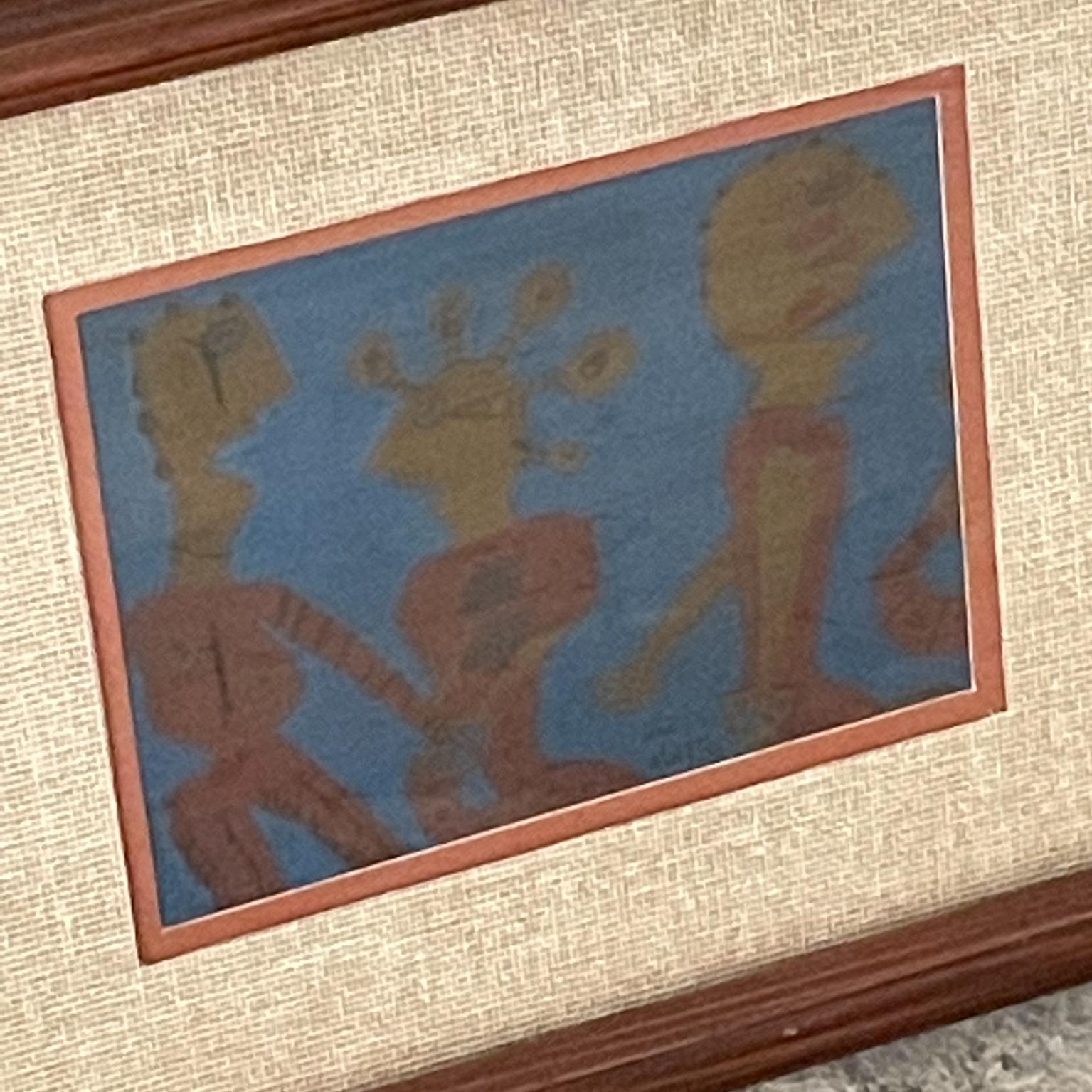 1970s Arte Modernista Abstracto Litografía Figurativa Cómica Madera en venta