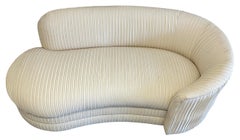 Midcentury Pleated Chaise Lounge Sofa couch by Preview