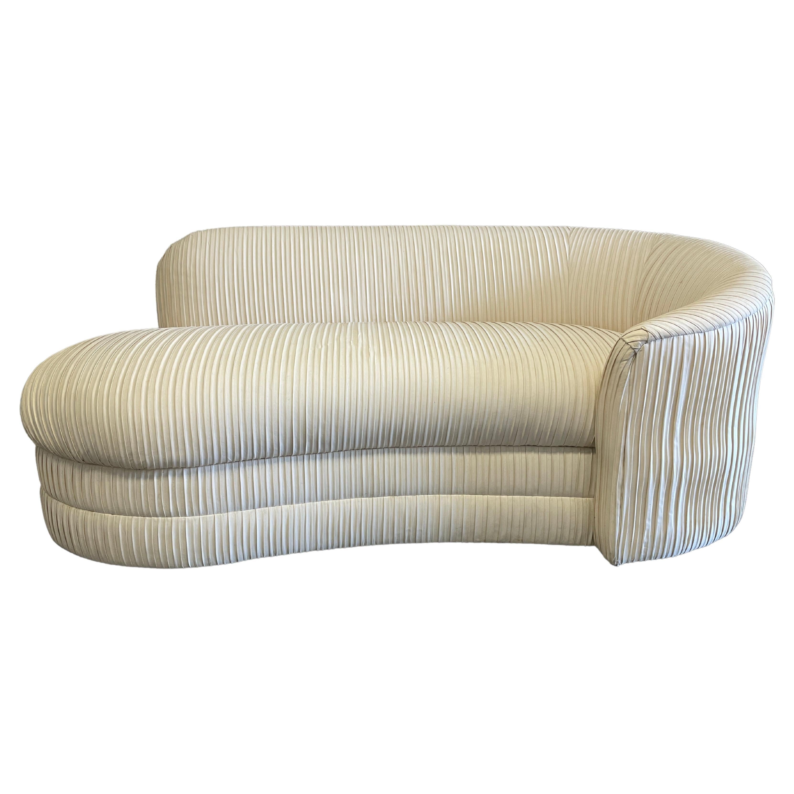 Midcentury Pleated Chaise Lounge Sofa couch