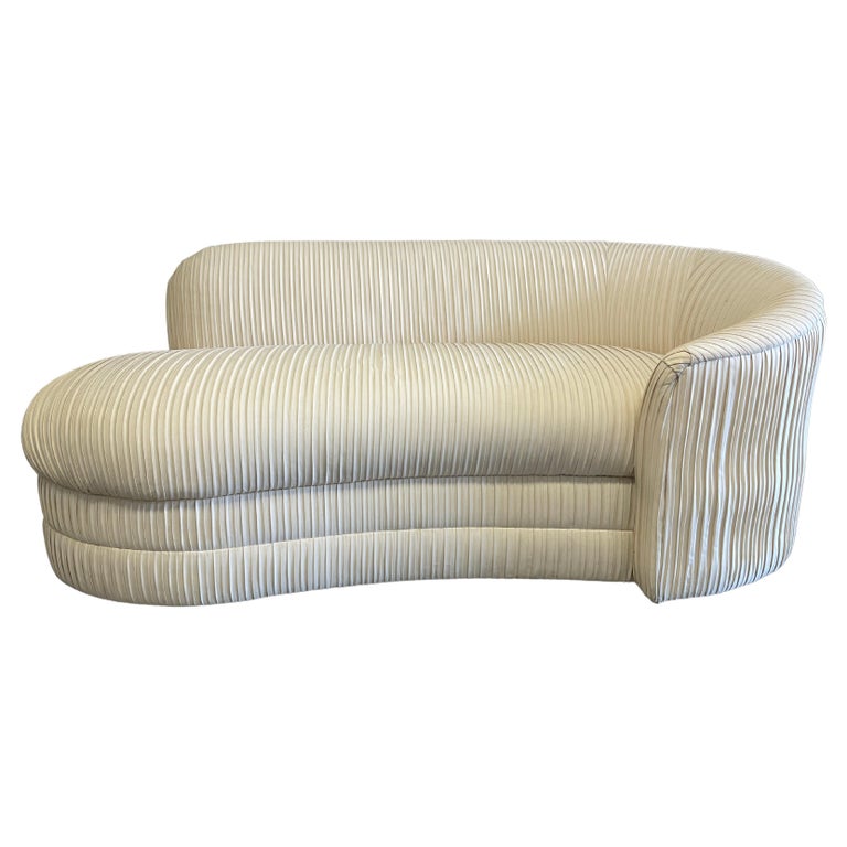 Midcentury Pleated Chaise Lounge Sofa couch For Sale
