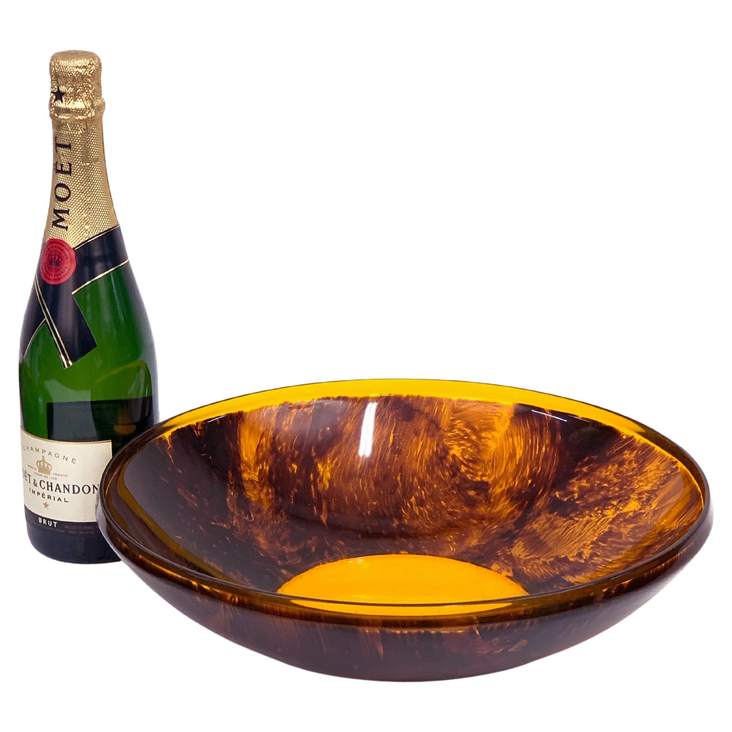 Midcentury Plexiglass with Tortoiseshell Effect Italian Round Centerpiece 1970s For Sale 7