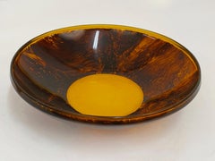 Midcentury Plexiglass with Tortoiseshell Effect Italian Round Centerpiece 1970s