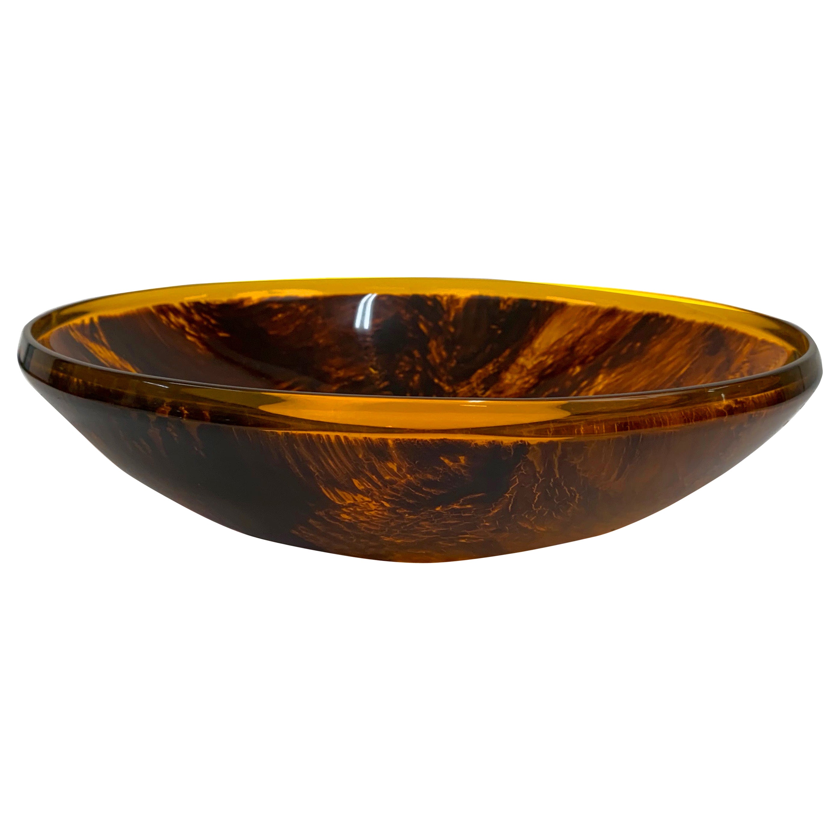 Midcentury Plexiglass with Tortoiseshell Effect Italian Round Centerpiece 1970s