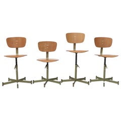 Retro Midcentury Plywood Drafting Stools