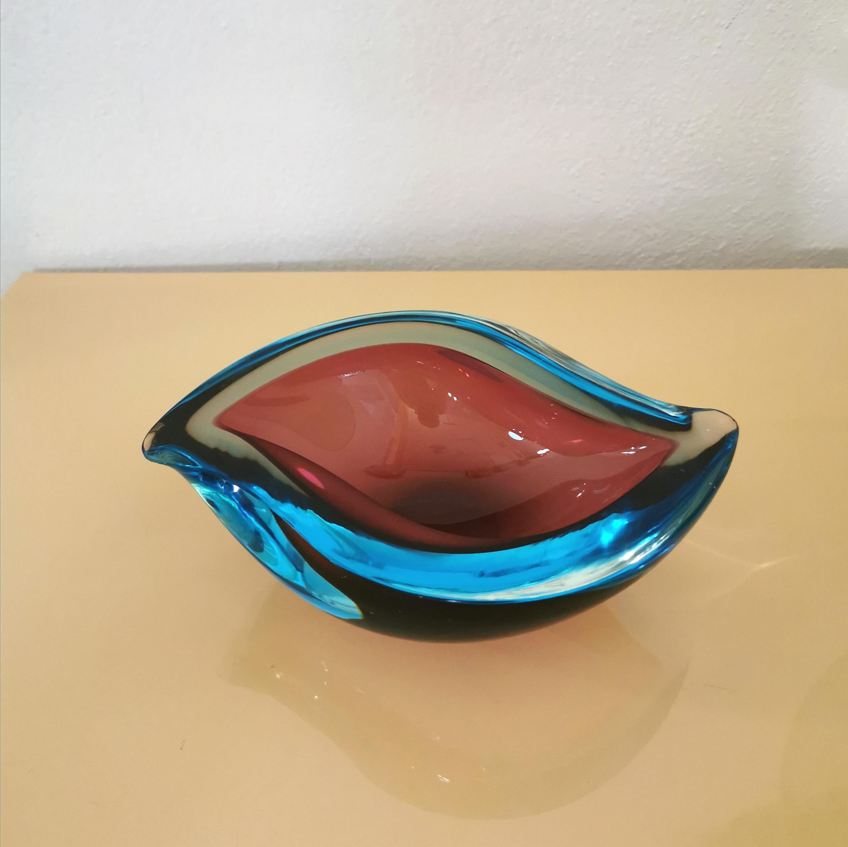 Midcentury Vide-Poche Decorative Object Murano Glass Attributed to Flavio Poli  In Good Condition In Palermo, IT