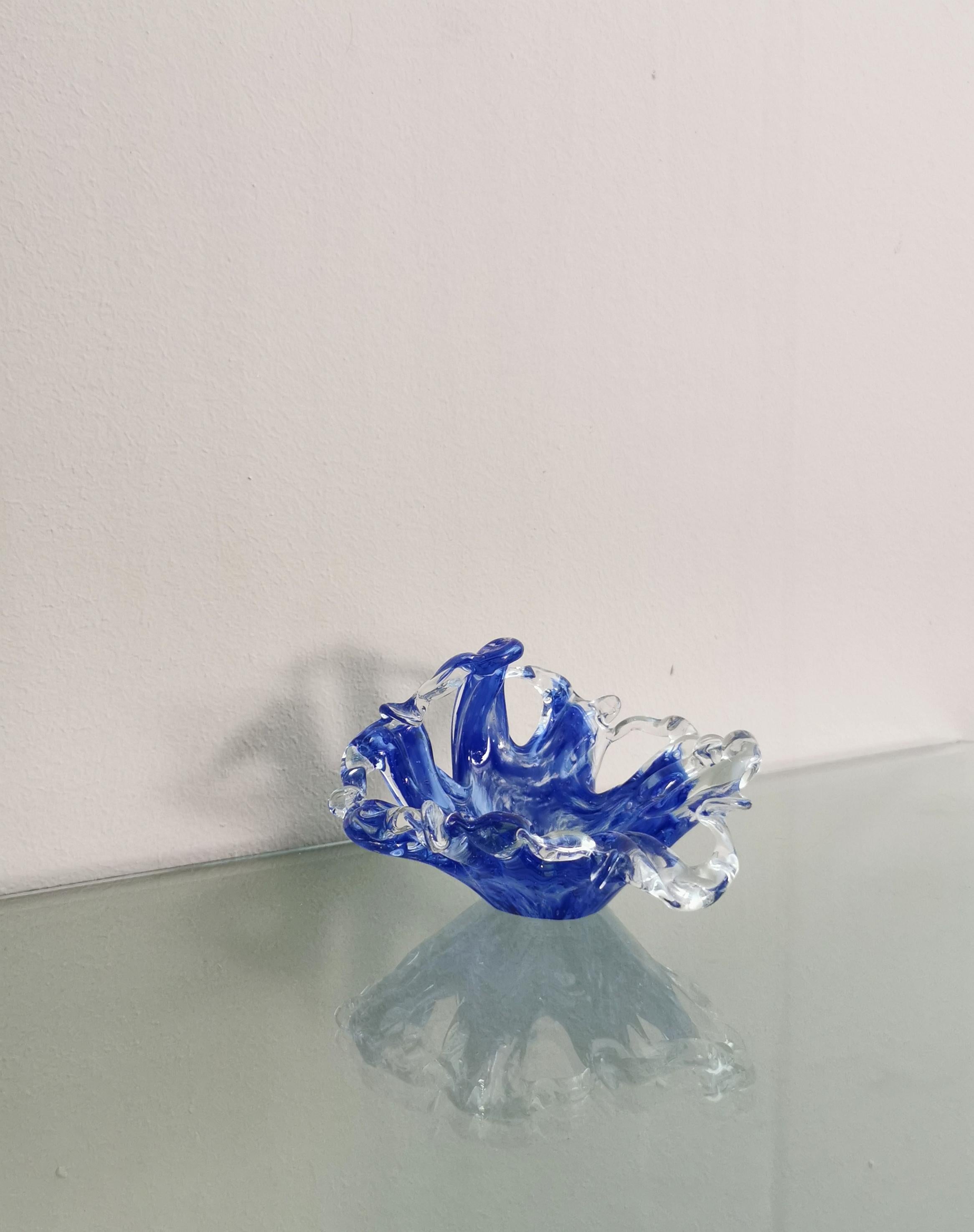 Mid-Century Modern Midcentury Pocket Emptier Murano Glass Blue Transparent Italian Design 1970s