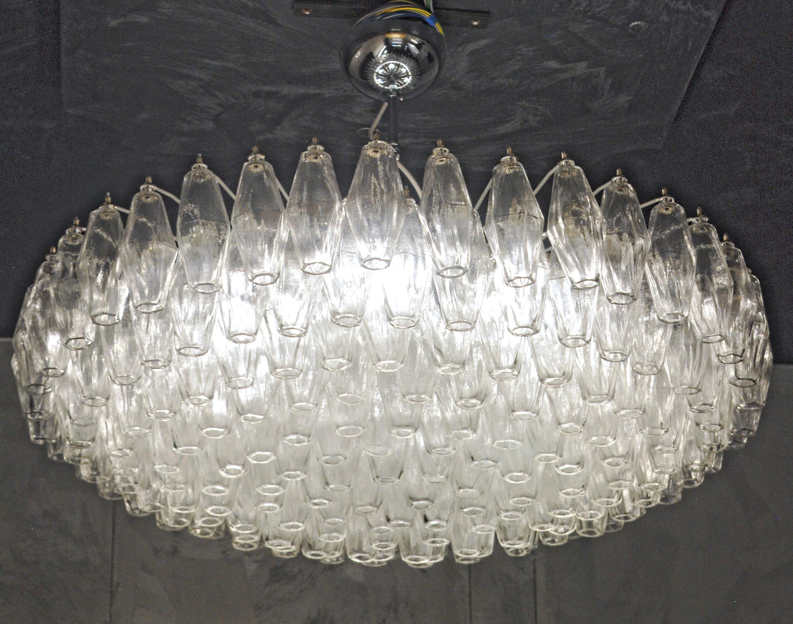 Mid-century Poliedri Chandelier, Clear, Murano Made 6