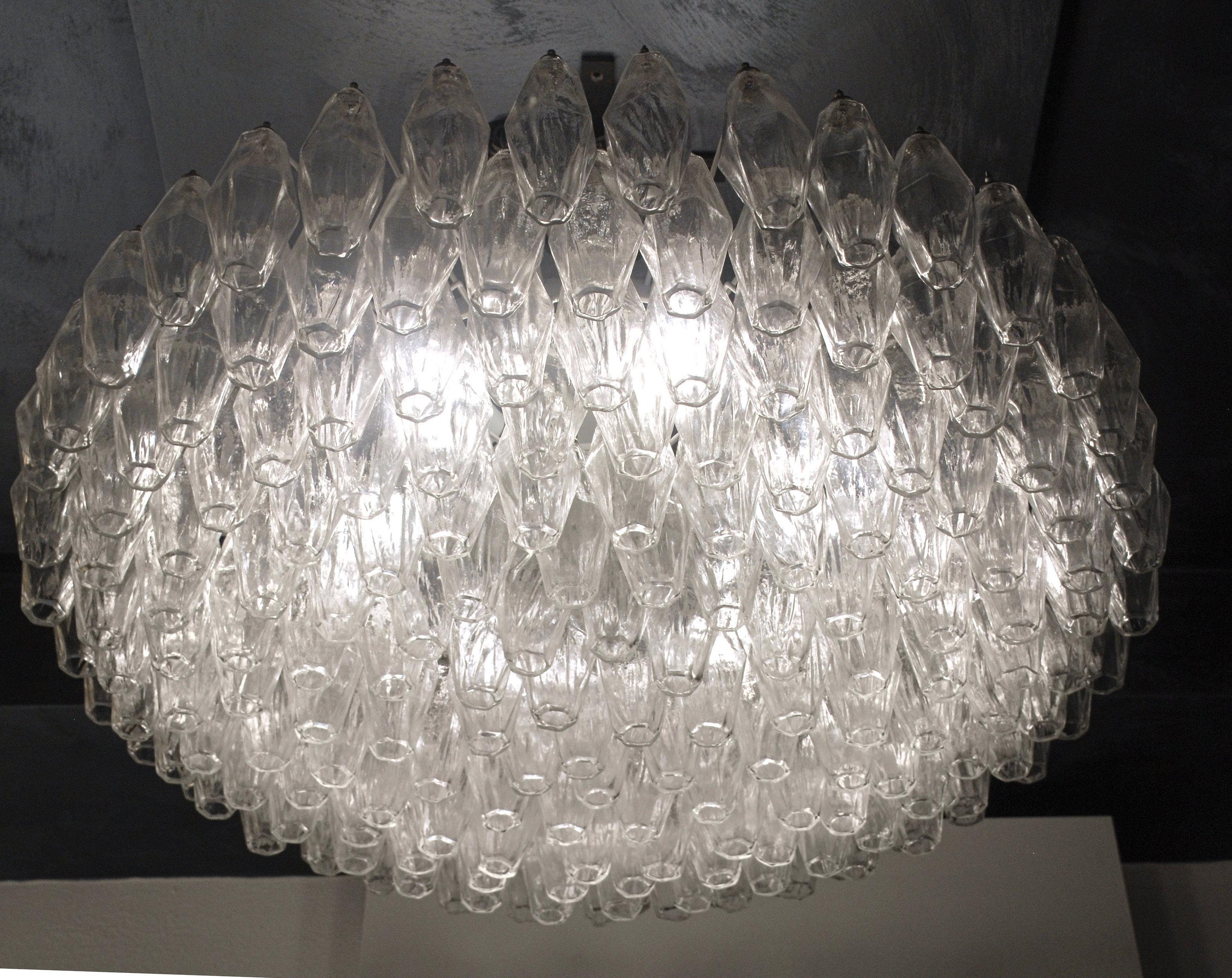 Mid-century Poliedri Chandelier, Clear, Murano Made 8