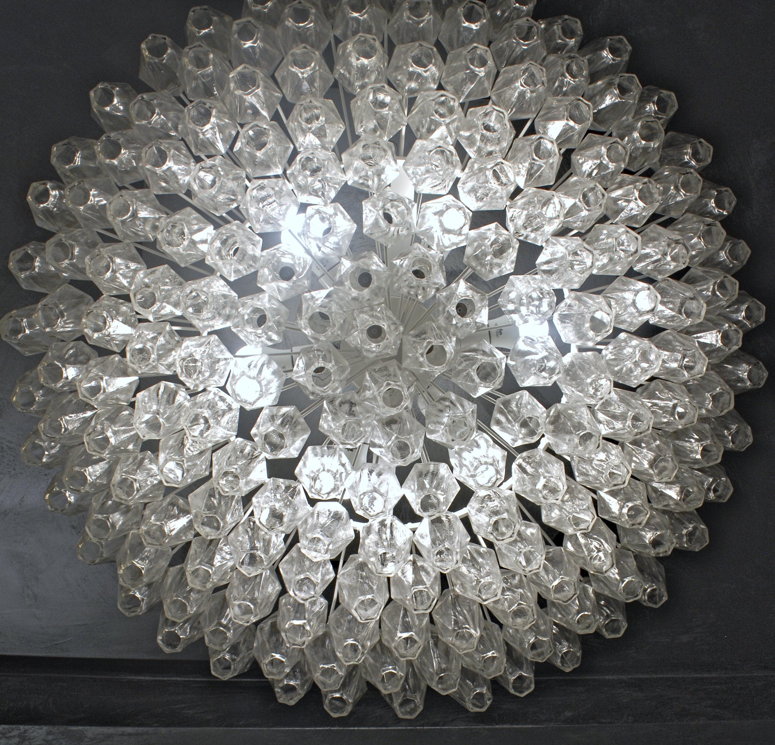 Italian Mid-century Poliedri Chandelier, Clear, Murano Made