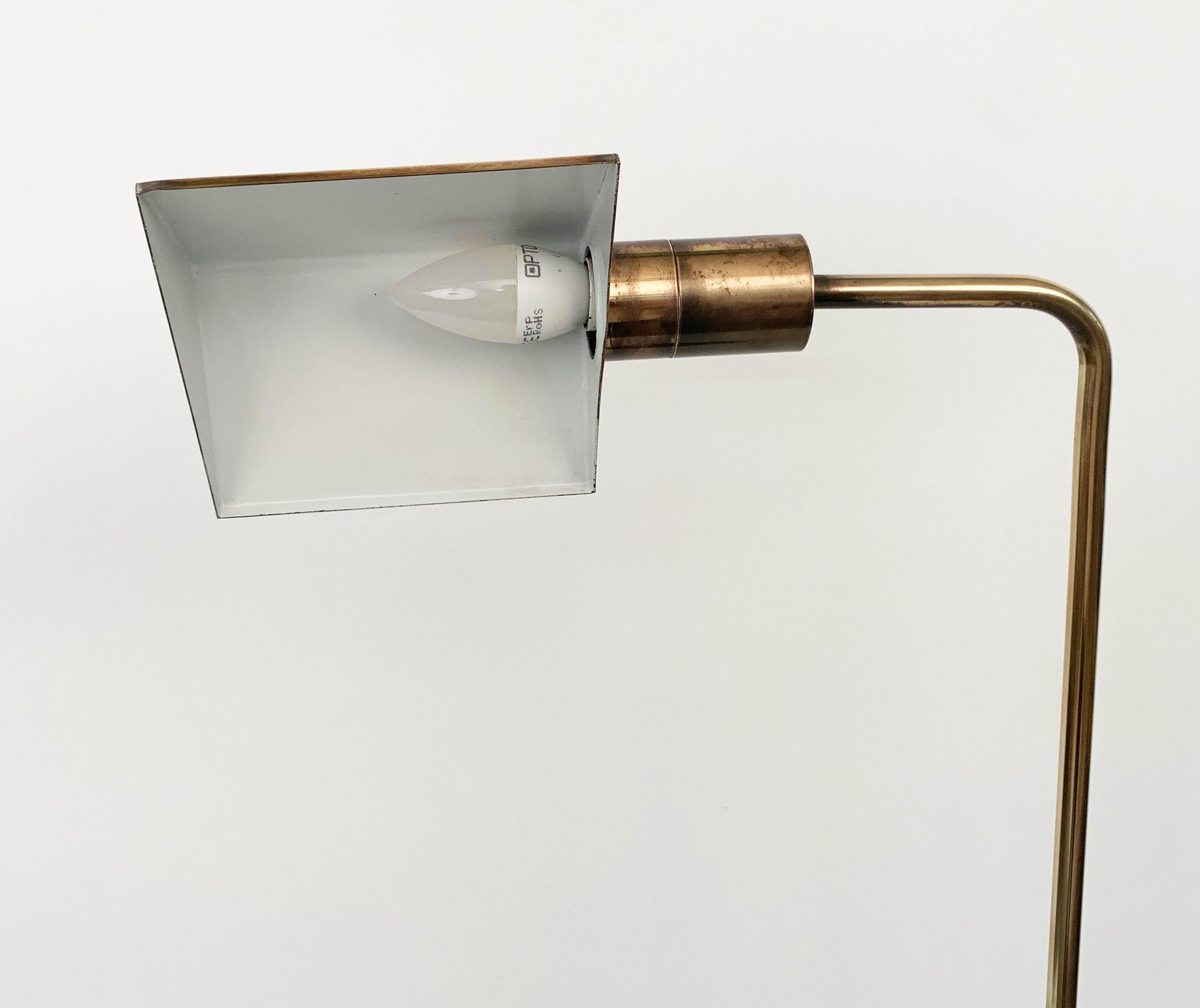 Midcentury Polished Brass Adjustable Italian Reading Floor Lamp, 1960s 6