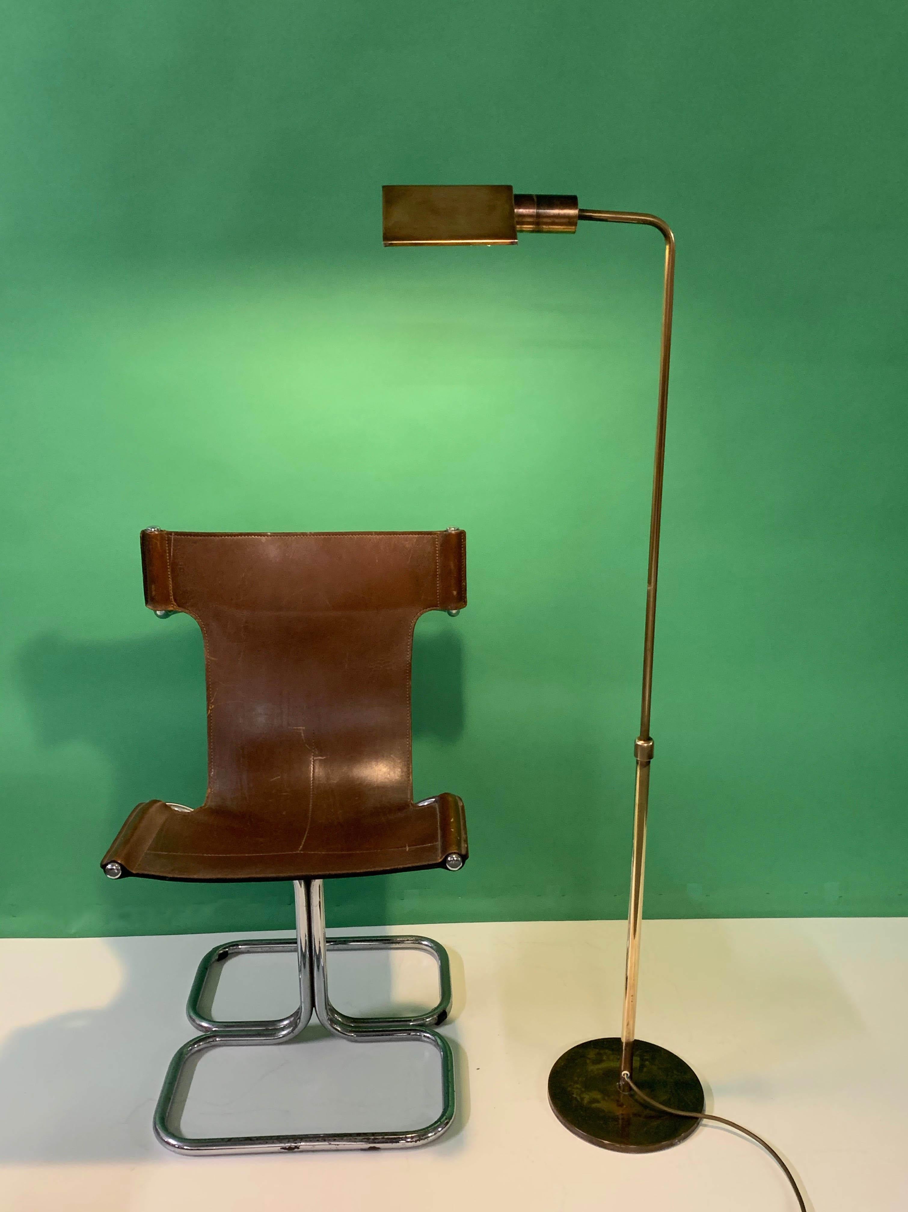 Midcentury Polished Brass Adjustable Italian Reading Floor Lamp, 1960s 9