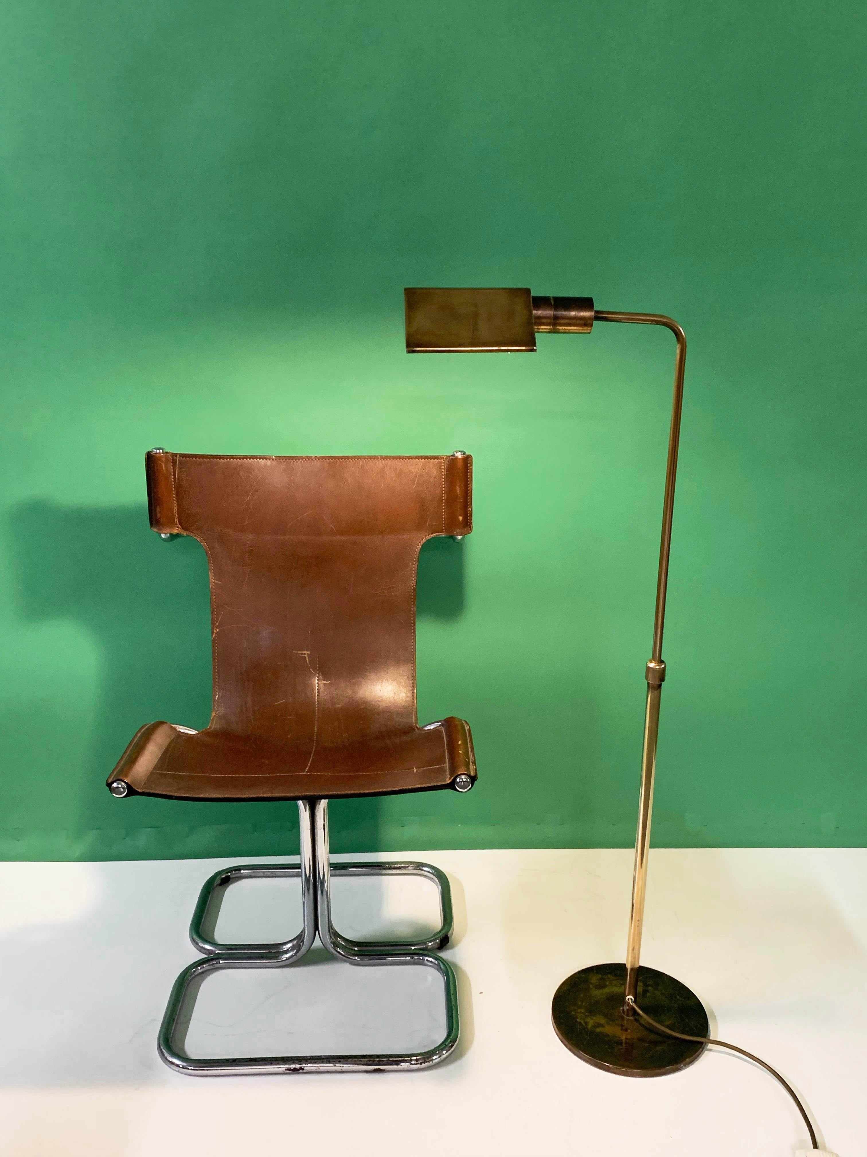Midcentury Polished Brass Adjustable Italian Reading Floor Lamp, 1960s 10