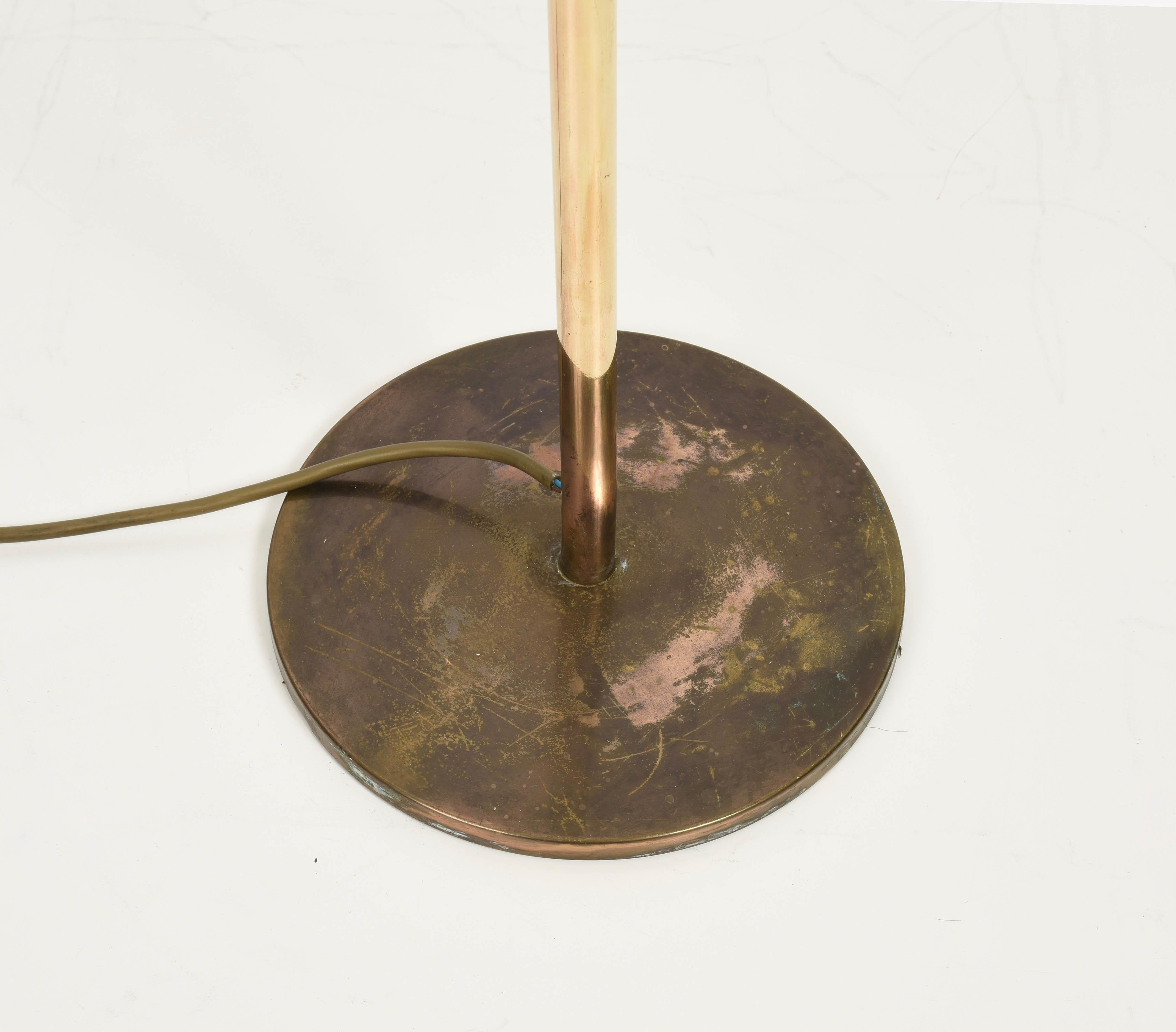 Midcentury Polished Brass Adjustable Italian Reading Floor Lamp, 1960s 15
