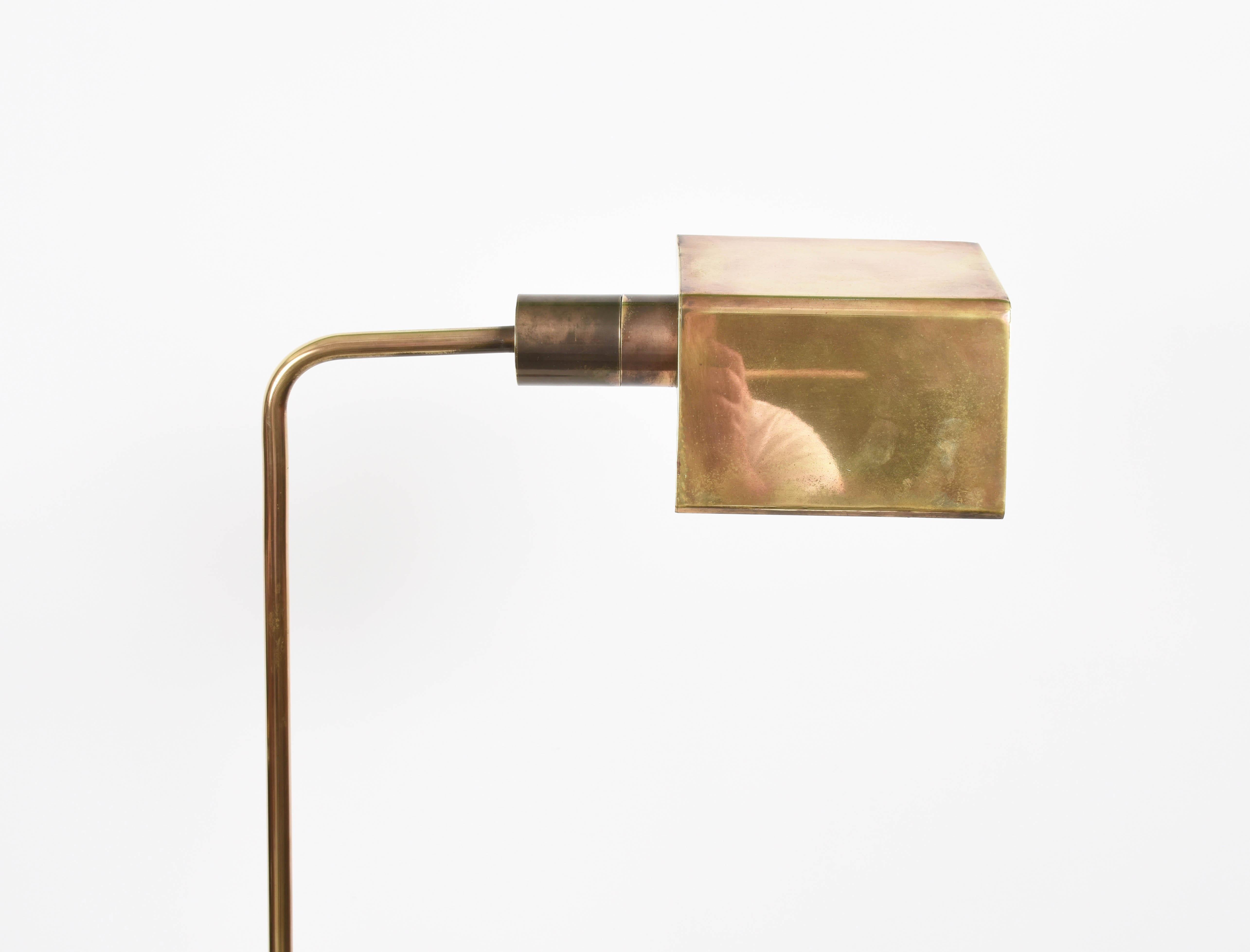 Mid-Century Modern Midcentury Polished Brass Adjustable Italian Reading Floor Lamp, 1960s