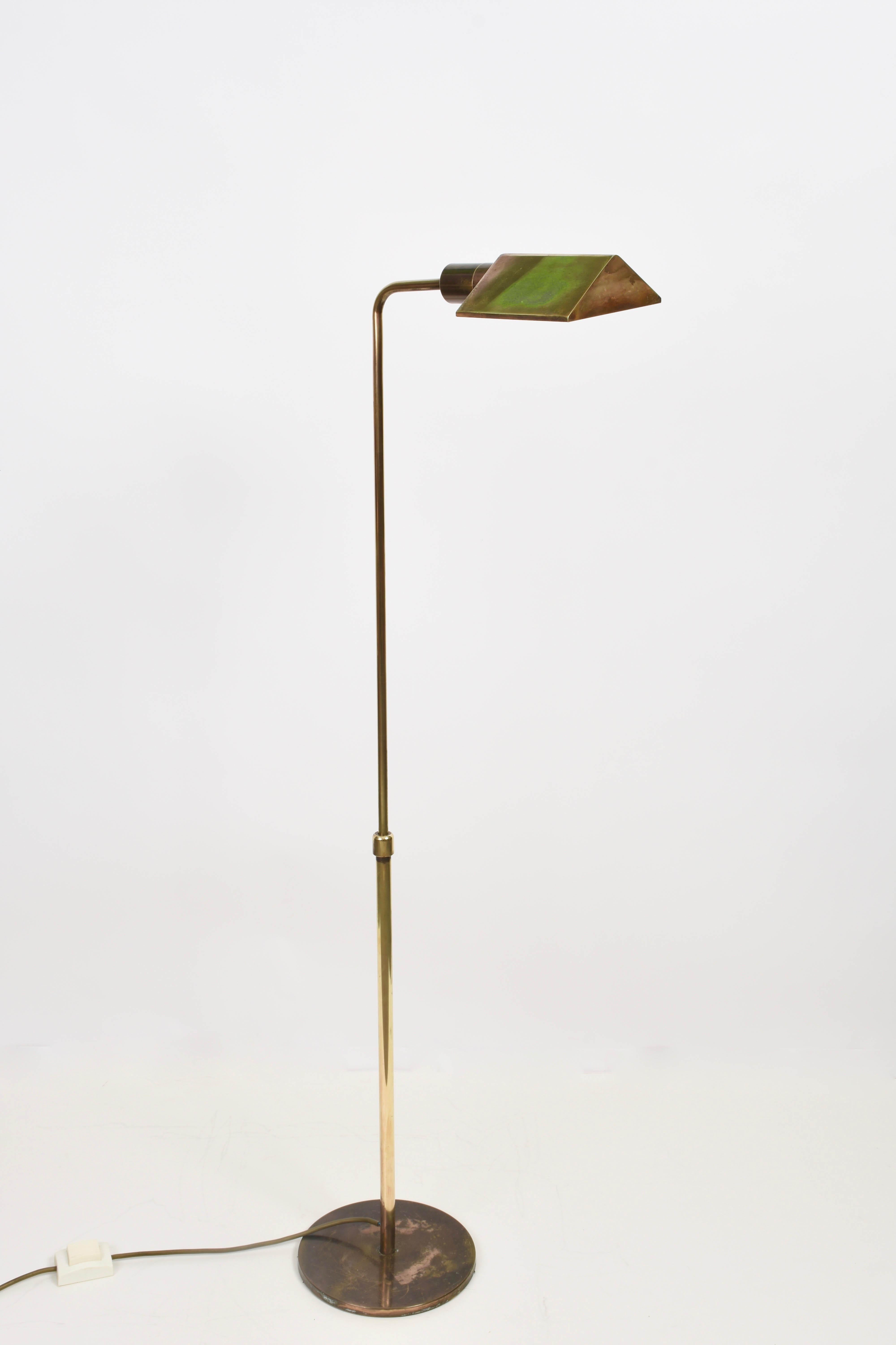 20th Century Midcentury Polished Brass Adjustable Italian Reading Floor Lamp, 1960s