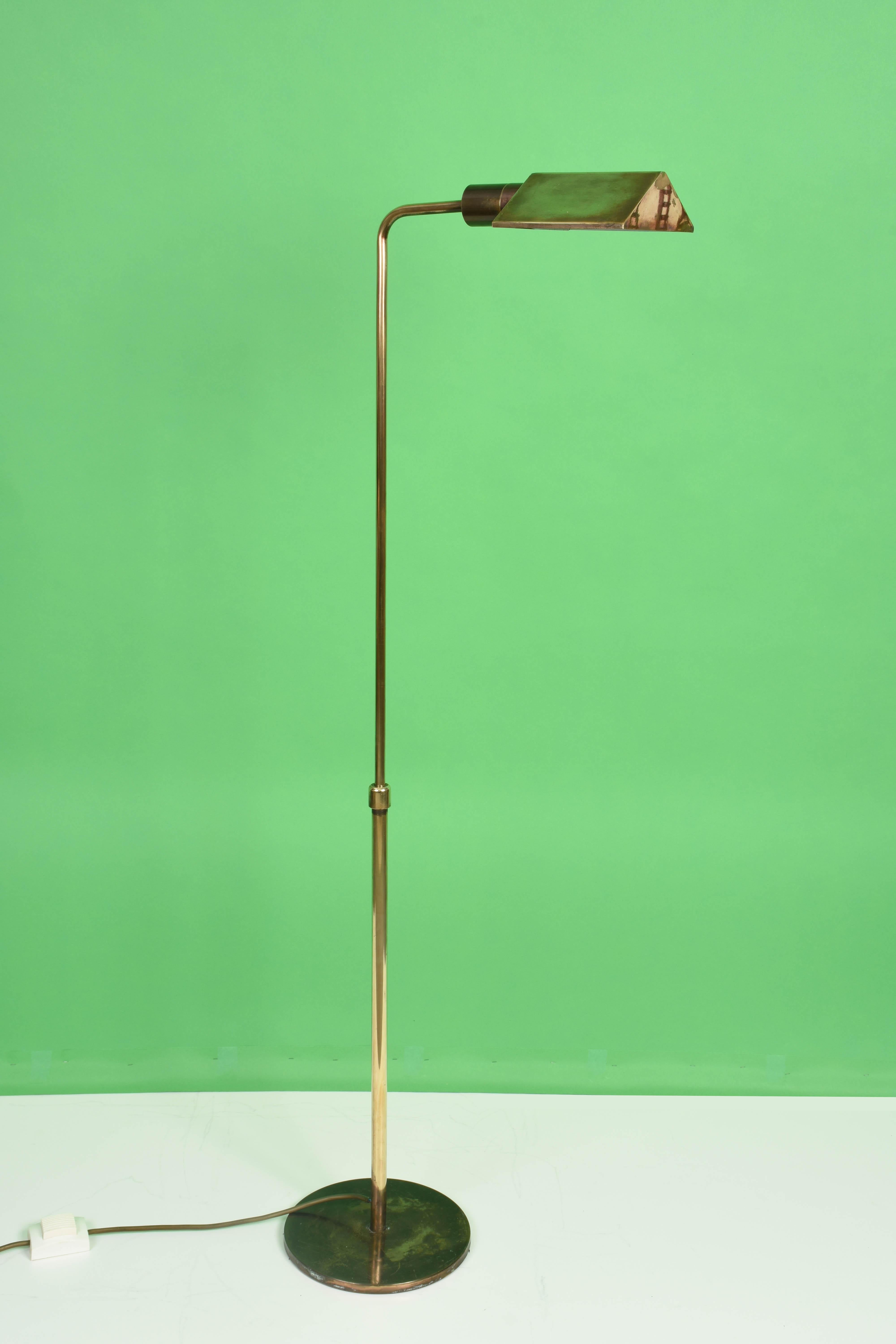 Midcentury Polished Brass Adjustable Italian Reading Floor Lamp, 1960s 2