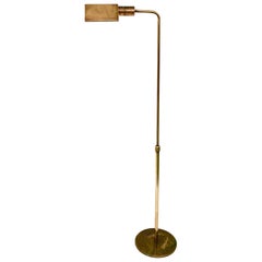 Midcentury Polished Brass Adjustable Italian Reading Floor Lamp, 1960s
