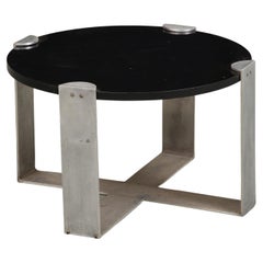 Midcentury Polished Steel and Wood Coffee Table, c. 1950