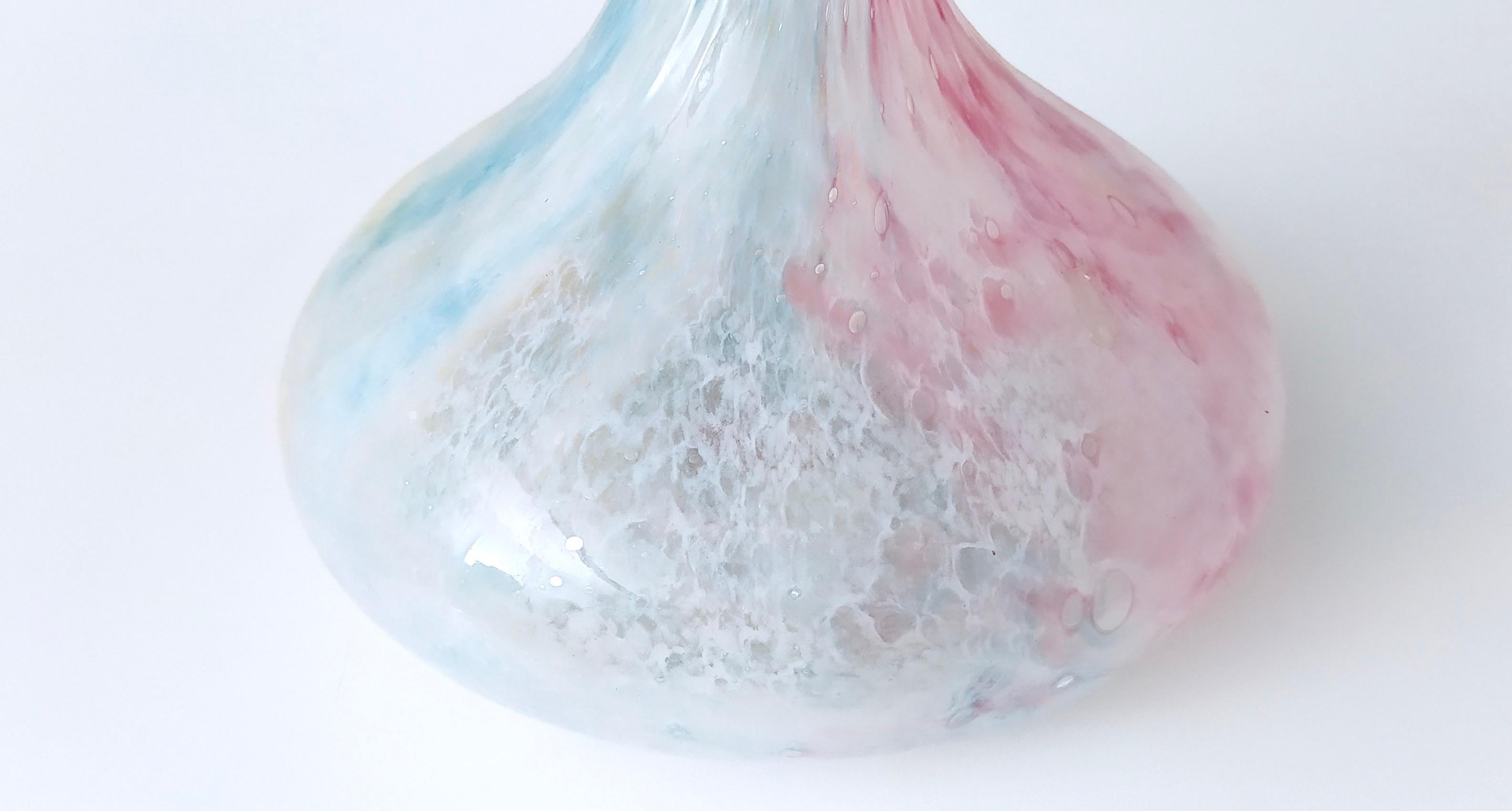Vintage Pastell Rosa Farben Polychrome Murano Glas Blumenvase, Italien im Angebot 3
