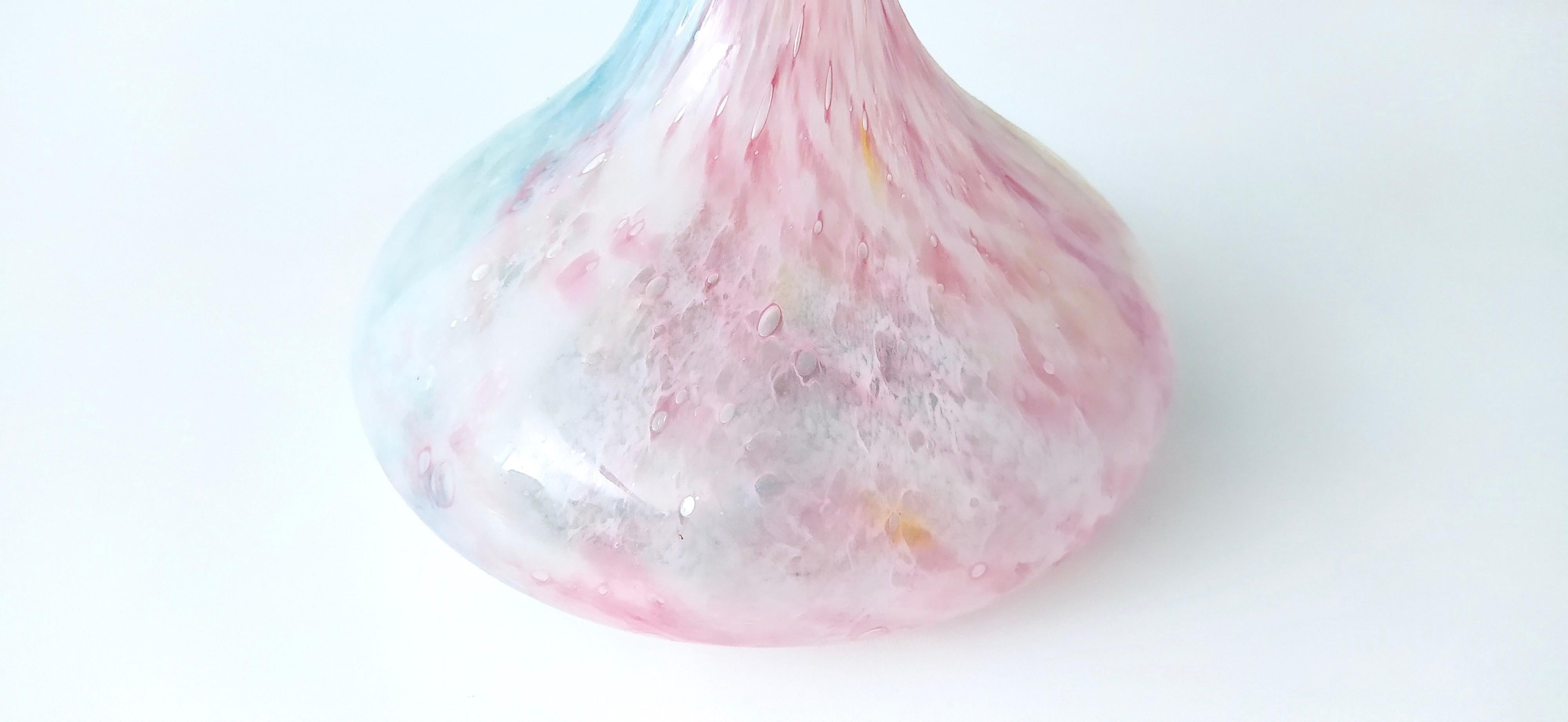 Vintage Pastell Rosa Farben Polychrome Murano Glas Blumenvase, Italien im Angebot 2