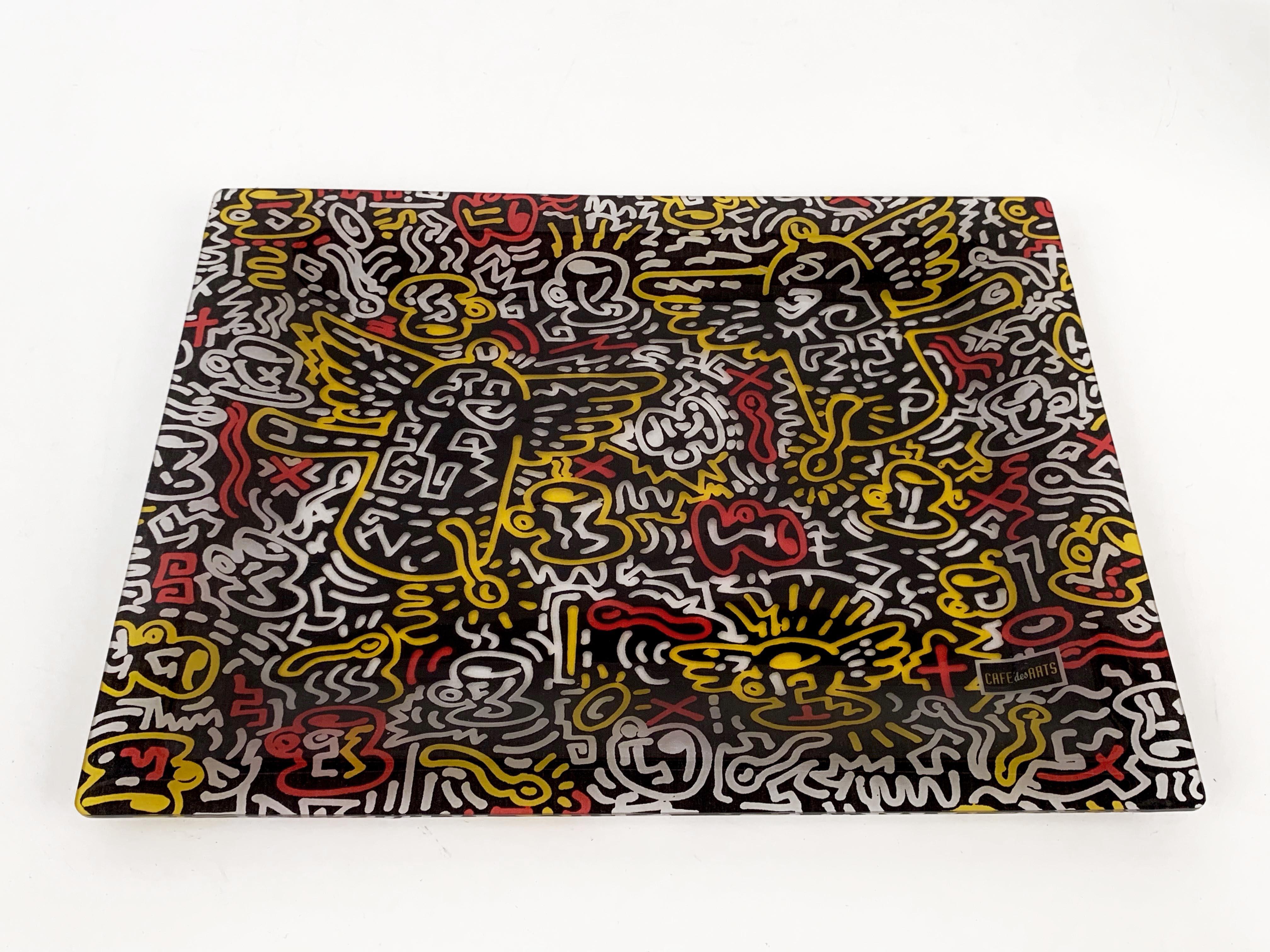 Unknown Midcentury Pop Art Keith Haring Serving Tray after design Café des Arts, 1990s