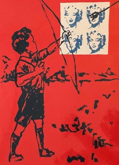 Impression Pop Art du milieu du siècle dernier de Marilyn Monroe Cupidon avec nœud de David Bromley, 1990