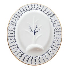 Antique Royal Crown Derby Porcelain Platter with Cobalt and Gold Handpainted Detailing