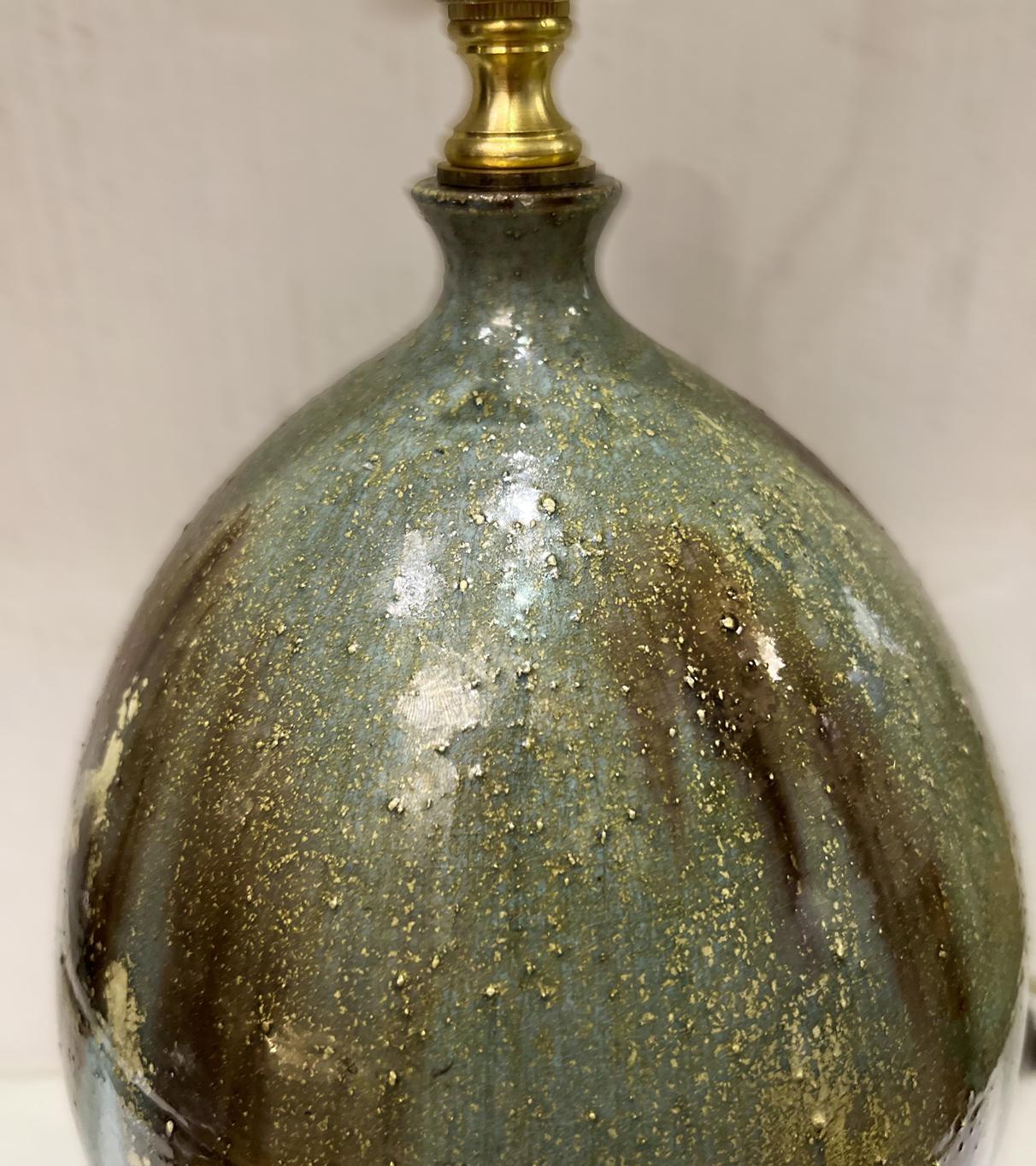 A circa 1960's Italian lazed ceramic table lamp.

Measurements:
Height of body: 14.5